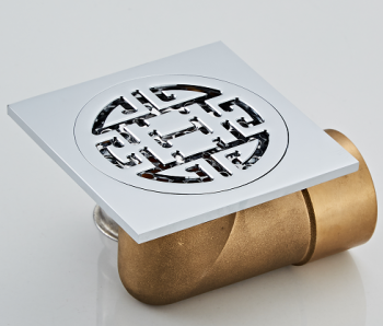 Трап угловой с обр. клапаном 10 х 10 (ХРОМ) HANSEN (48/1шт)