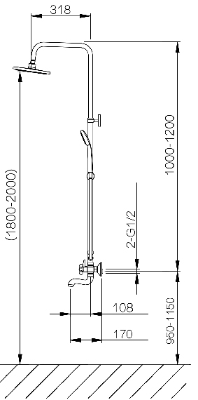 33050 Двухручный душевой релинг  HANSEN  (5/1шт)