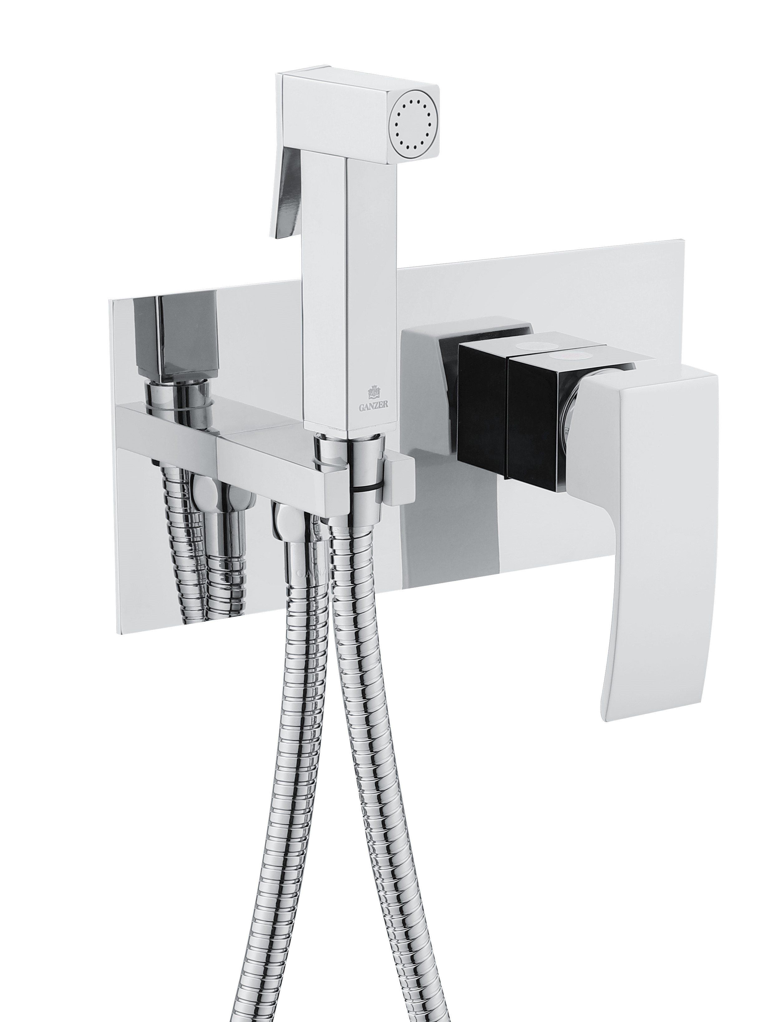 44058-F Комплект встраива. для биде (хром+белый) GANZER (10/1шт) Л/К