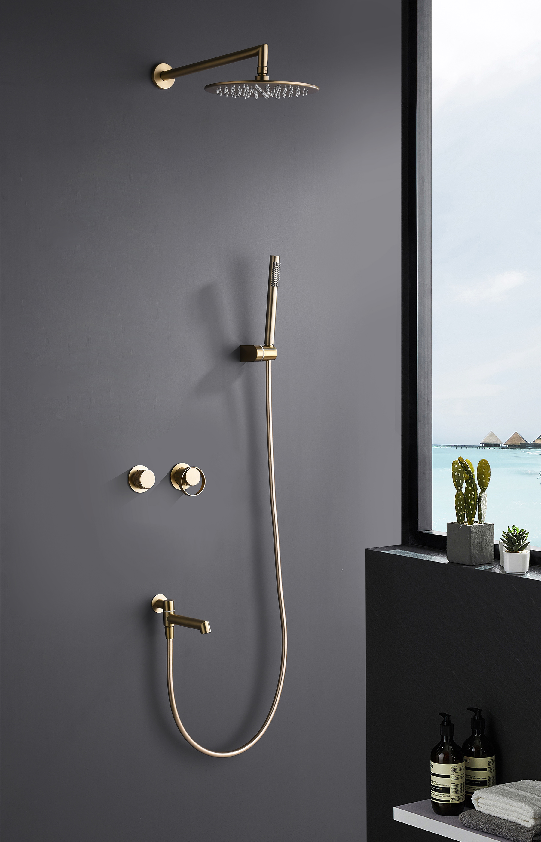 19165-S Смеситель встраиваемый для душа с 3-функ. (Мат. Золото) GANZER (6/1шт)