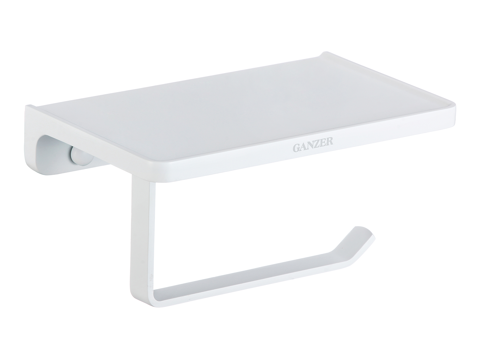 88034-F Держатель для туалетной бумаги с полкой (БЕЛЫЙ) GANZER  (20/1шт)