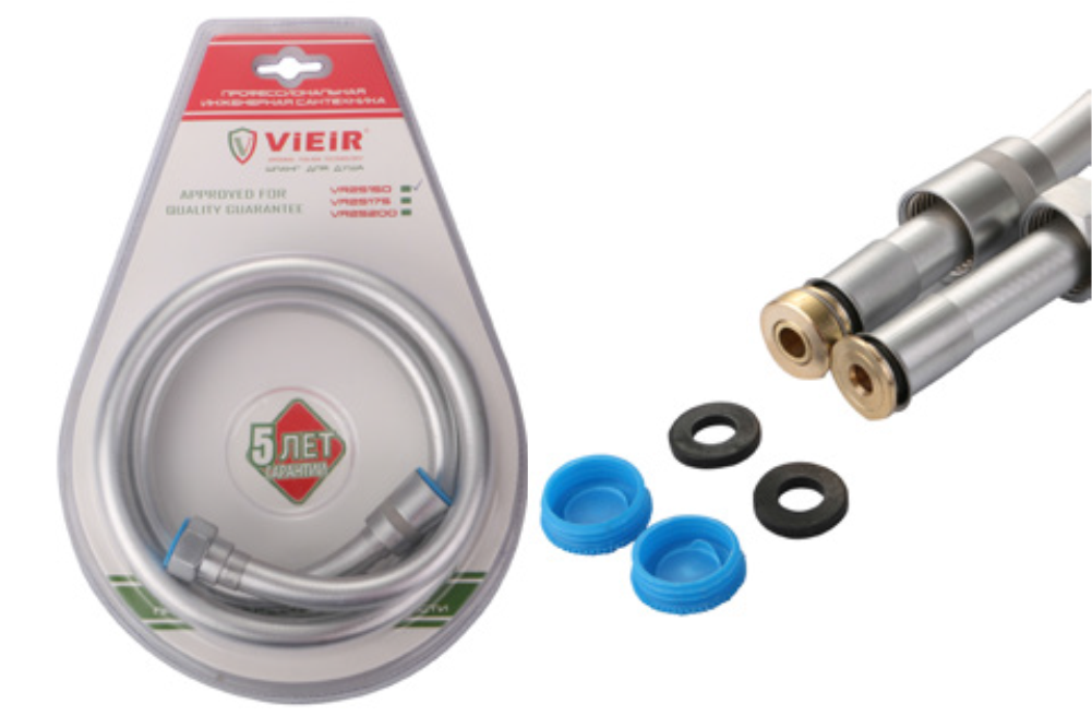 Шланг для душа 200см СИЛ.СЕРЫЙ (в блистере, 360°) ViEiR  (50/1шт)