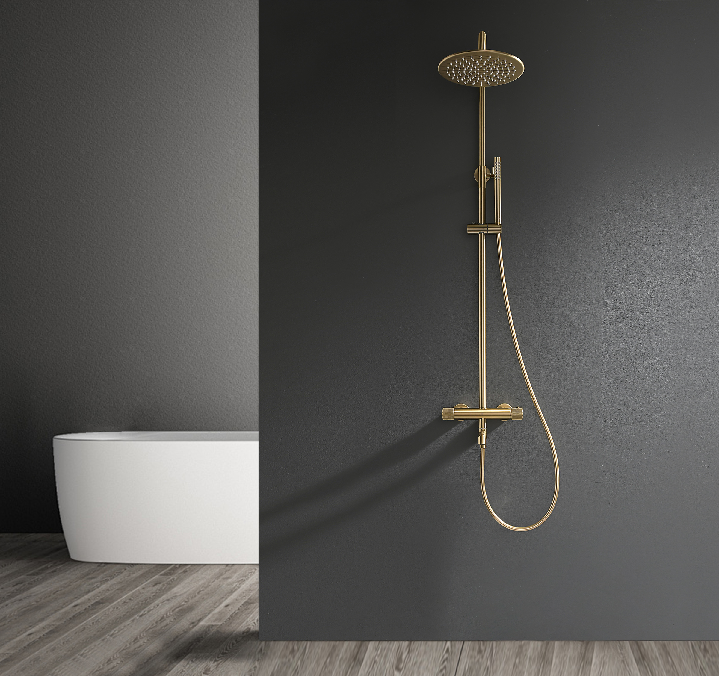 19170-S Душевая система с термостатом (Мат. Золото) GANZER (5/1шт)