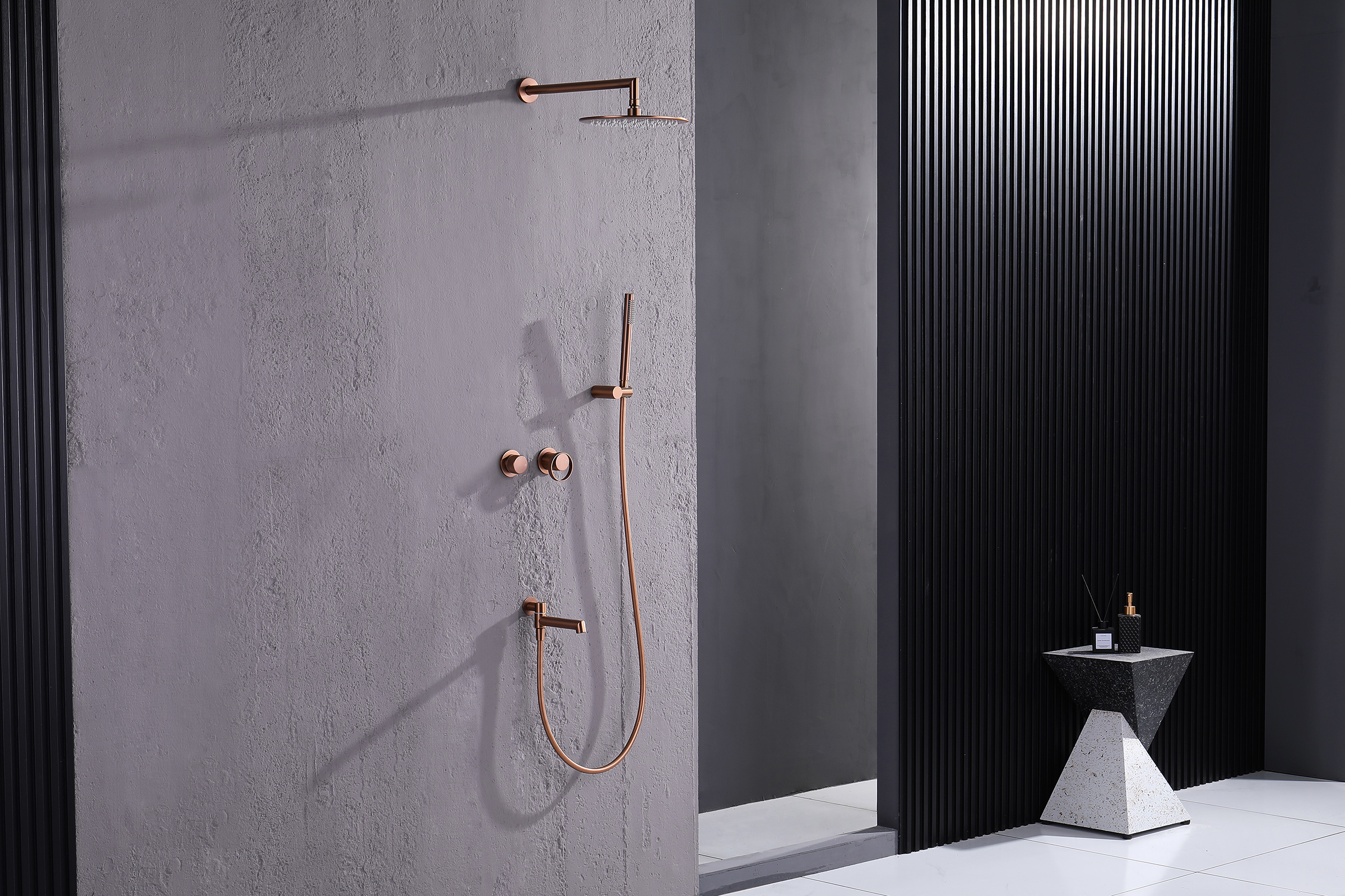 19165-R Смеситель встраиваемый для душа с 3-функ. (Роз. Золото) GANZER (6/1шт)