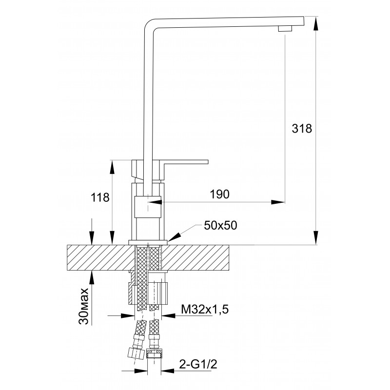 59001 Смеситель для кухни высокий HANSEN  (10/1шт)