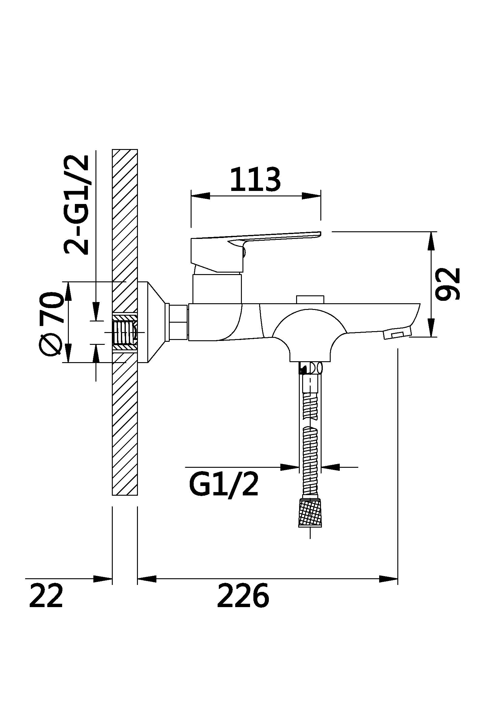 30037-F Смеситель для ванны (бел/хром) латун HANSEN  (10/1шт)