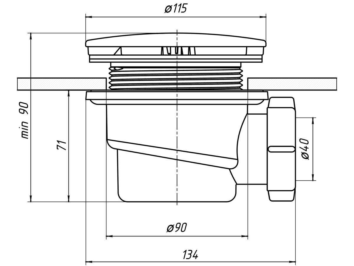 АНИ  Е320С  Сифон для поддона ХРОМ 1 1/2"*40 (12/1шт)