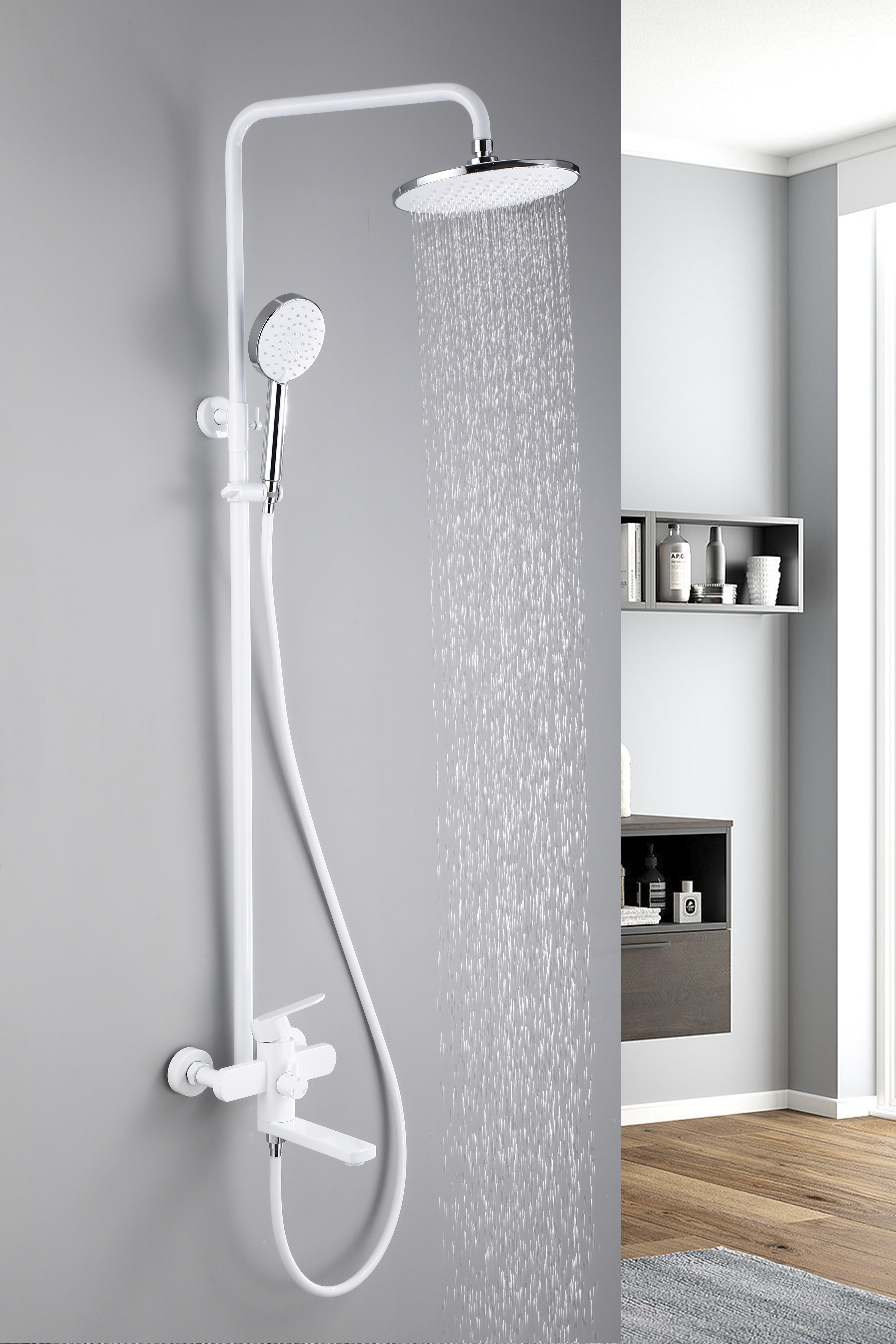 31304-F Од. душ. система из НЕРЖ. (БЕЛЫЙ)  HANSEN (4/1шт)