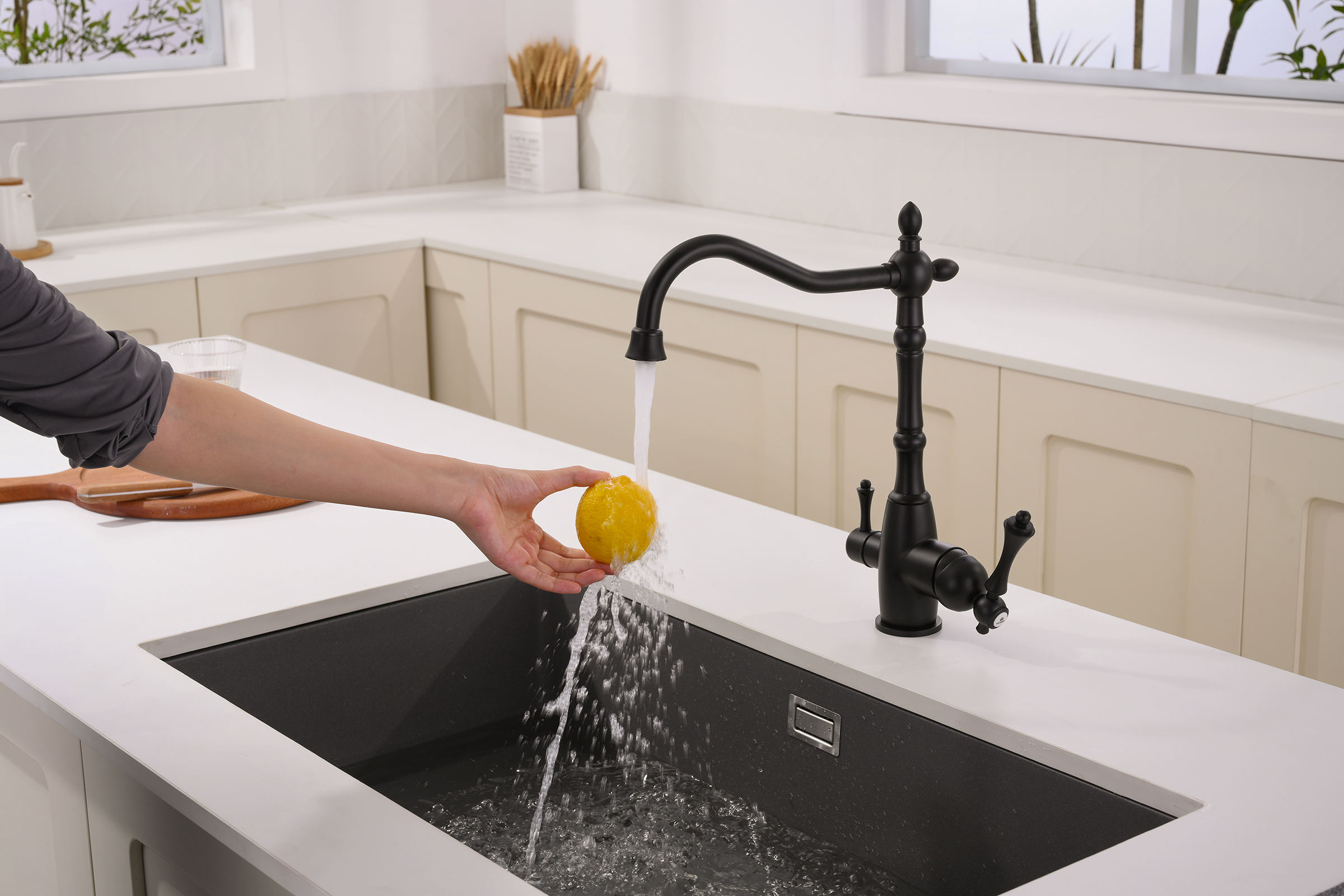 77122-C Смеситель для кухни с под. филь. (ЧЕРНЫЙ) GANZER  (10/1шт)