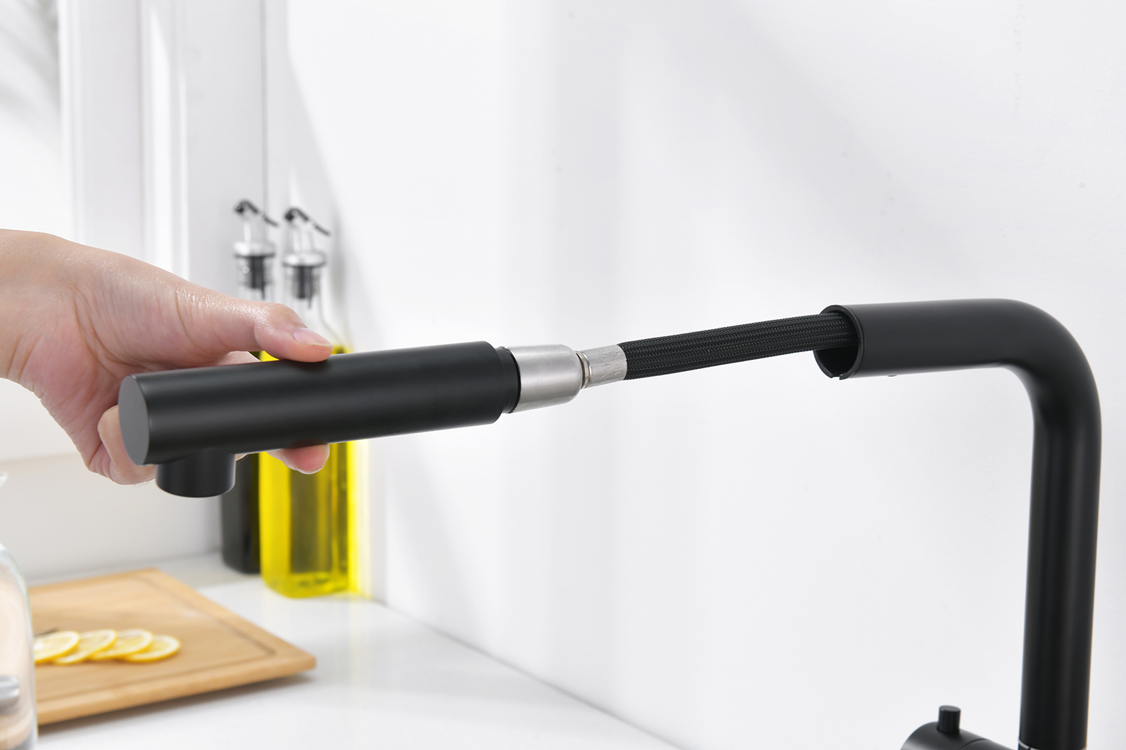 16036-C Смес. од. для кухни с ВЫД. лейкой и подк. ФИЛЬТ. (ЧЕРНЫЙ)  GANZER (10/1шт)