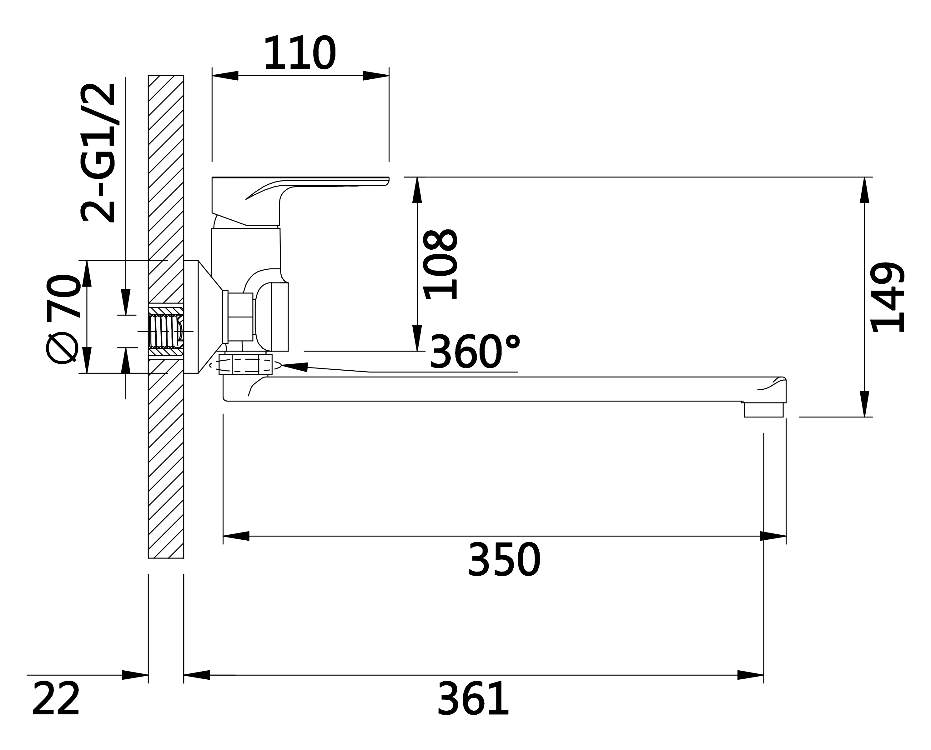 22016-F Смеситель для ванны (белый) латун HANSEN  (10/1шт)