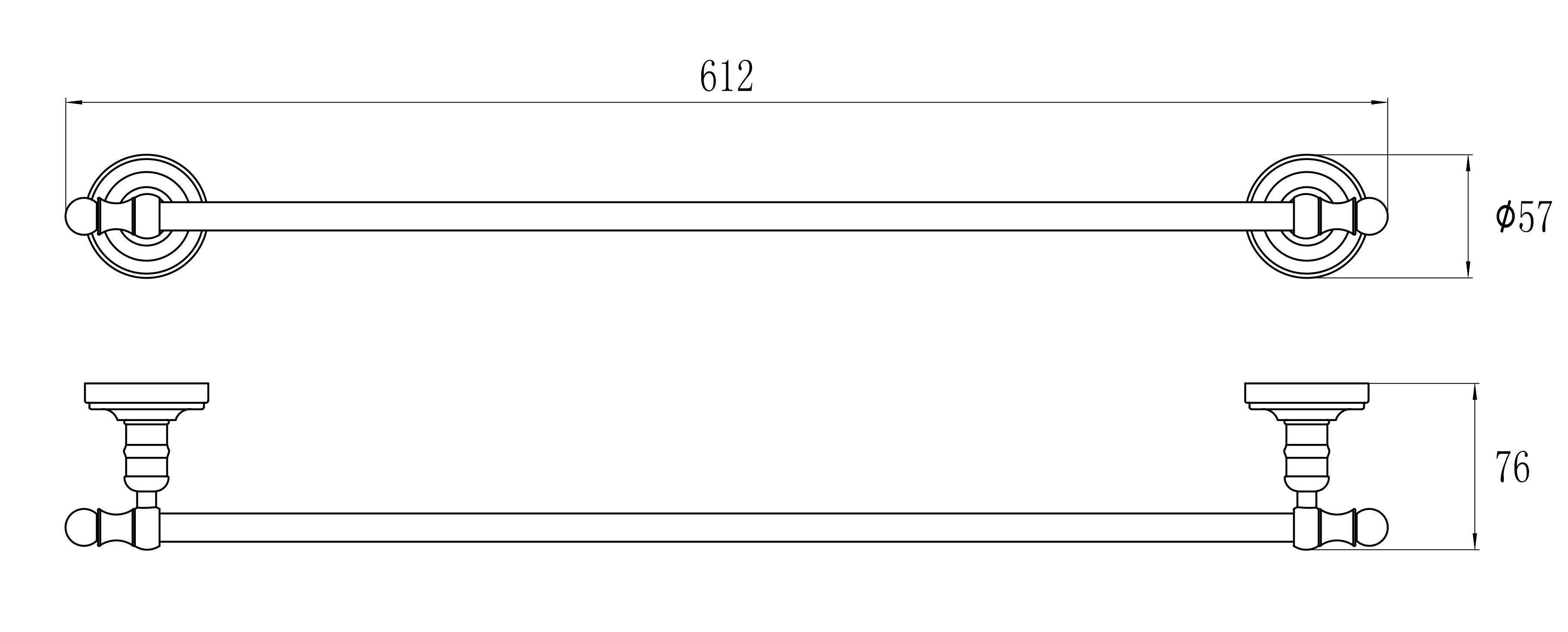 31070-E Держатель для полотенца 55 см. (ЗОЛОТО) GANZER (20/1шт)