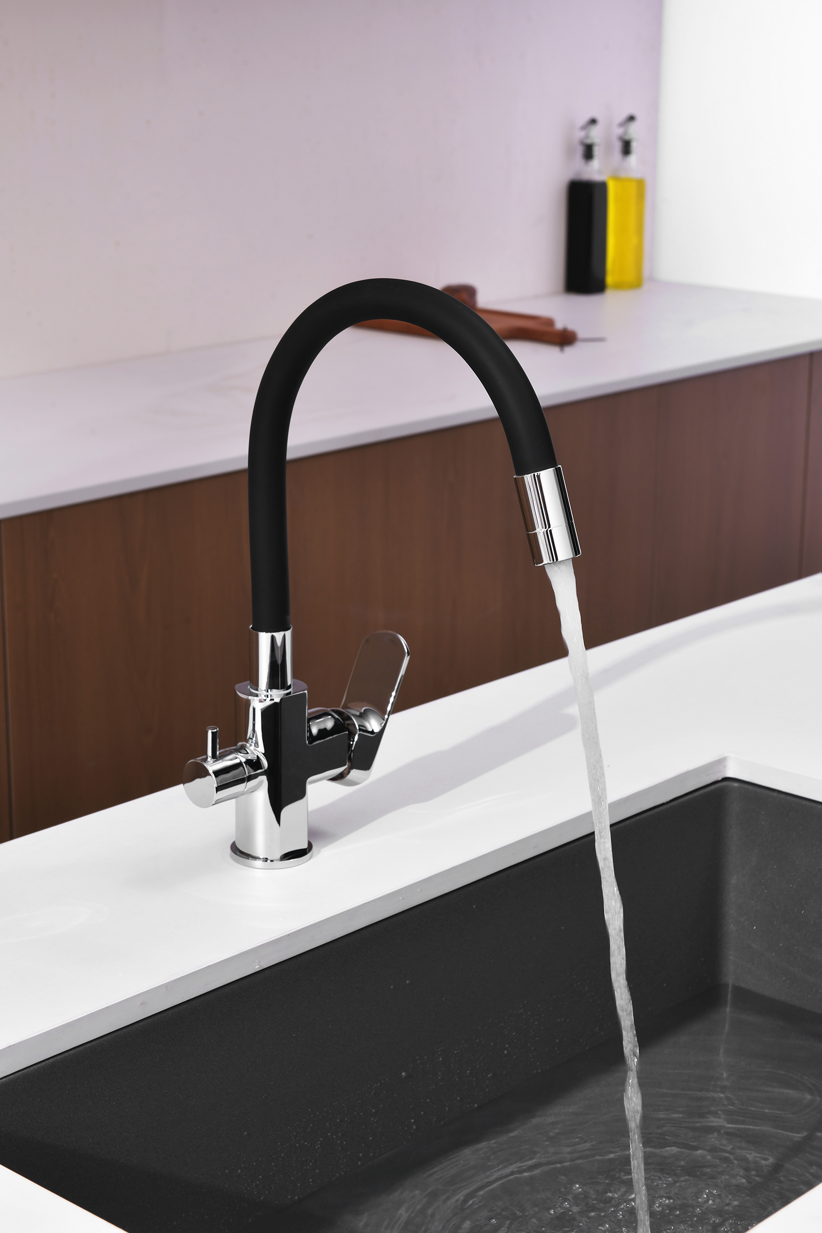 06127 Смеситель для кухни с гиб. изл. и под. фильтра (ХРОМ) GANZER (10/1шт)