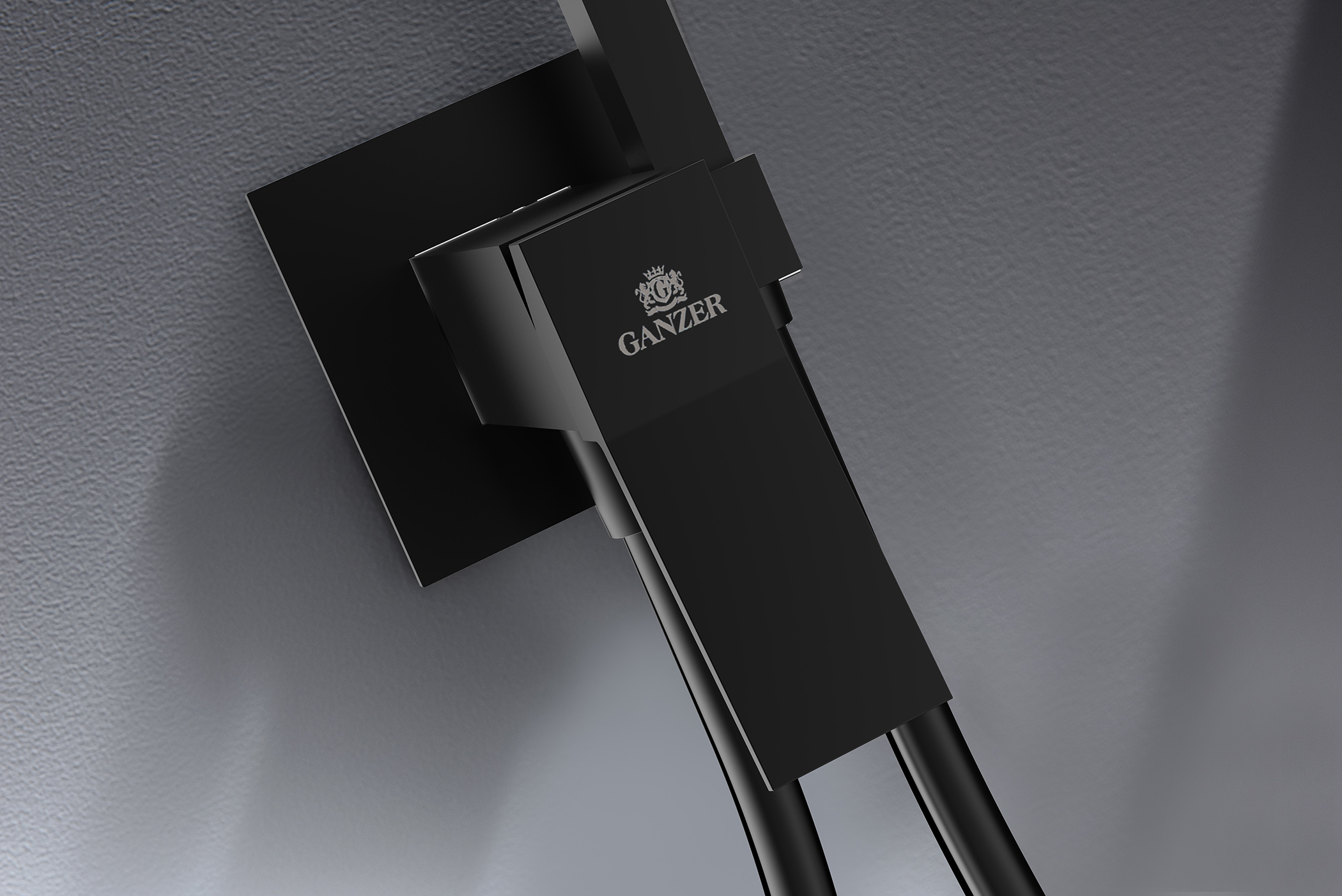 05157-C Смеситель встраиваемый с ГИГ. душом (ЧЕРНЫЙ) GANZER (10/1шт)