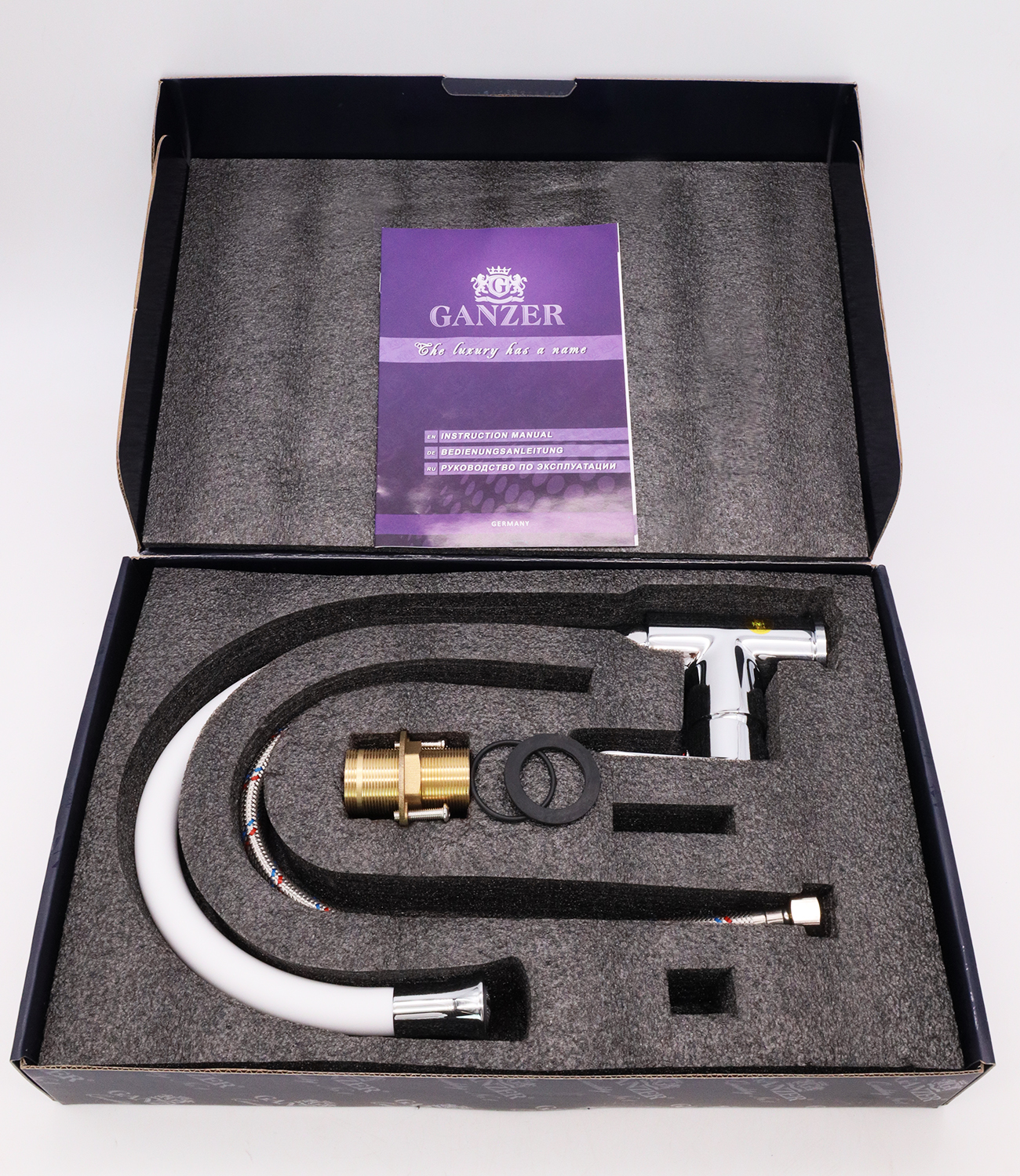 22021-F Смеситель од. для кухни (БЕЛЫЙ) "GANZER" (10/1шт) Л/К