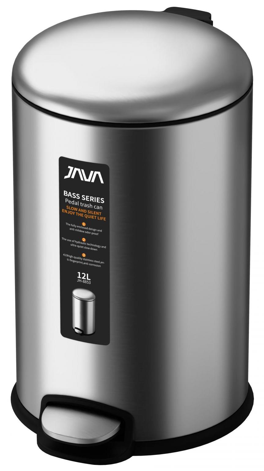 Ведро для мусора с МИКРОЛИФТОМ (круг. САТИН)  12л. JAVA