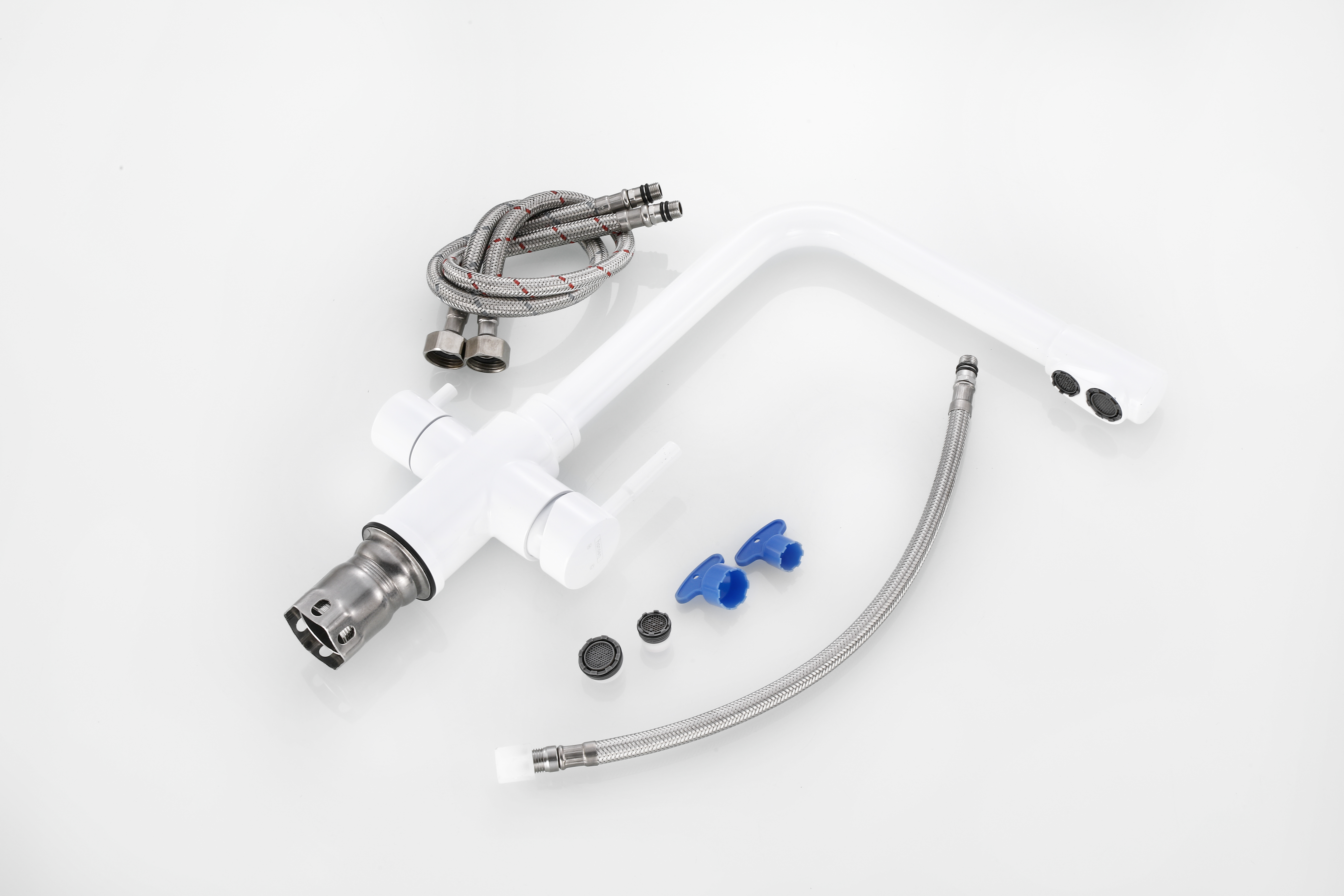 15085-F Смес. из НЕРЖ. для кух. под. фильт (БЕЛЫЙ) HANSEN  (10/1шт)