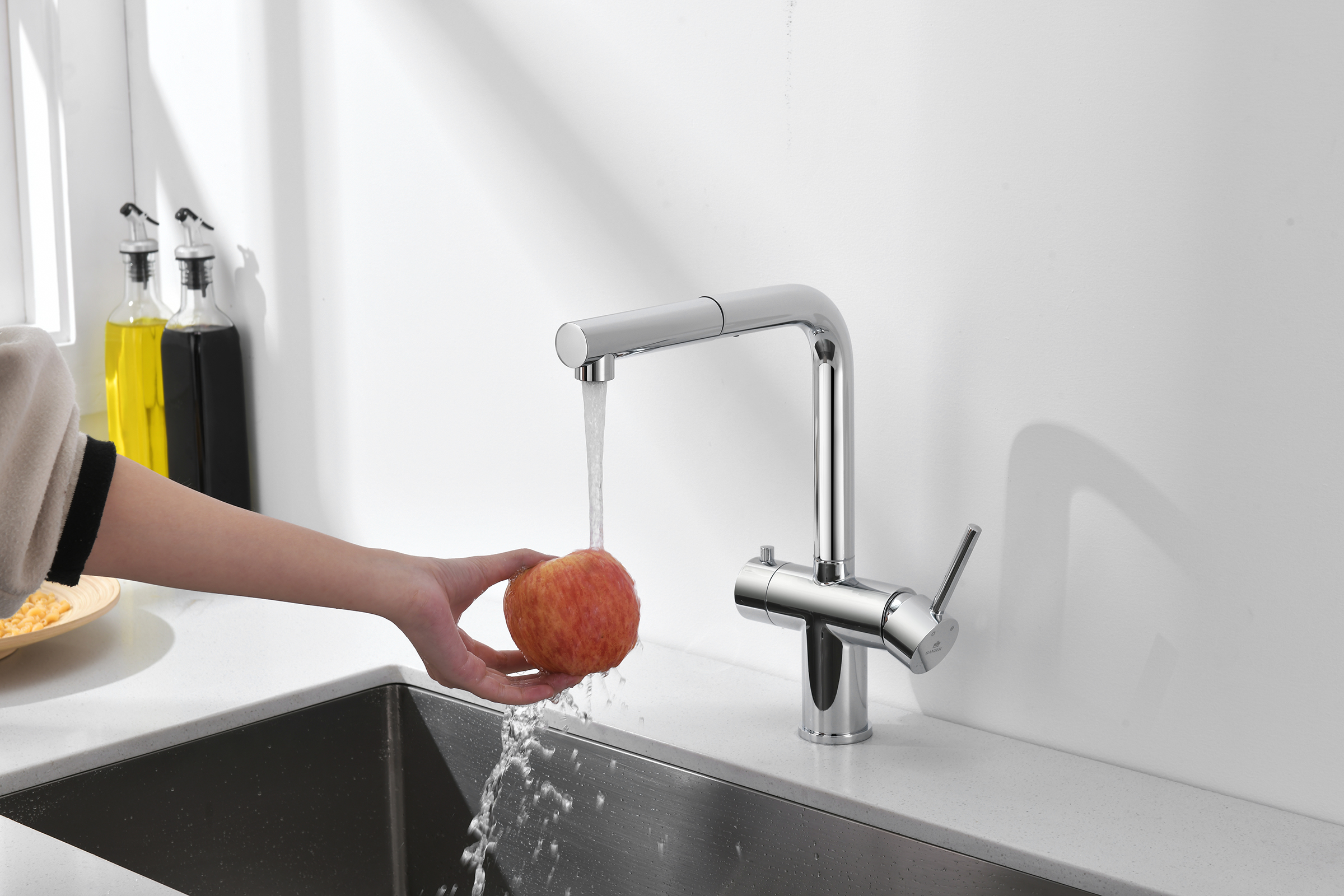 16036 Смес. од. для кухни с ВЫД. лейкой и подк. ФИЛЬТ. (ХРОМ)  GANZER (10/1шт)