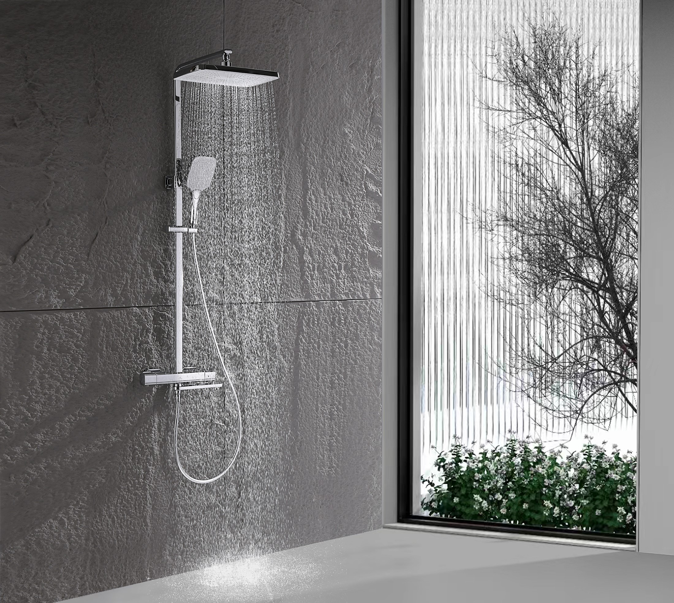 12071 Душевая система с термостатом (ХРОМ) GANZER (5/1шт)