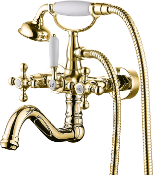 09135-E Смеситель двухвентельный  для ванны (ЗОЛОТО)  GANZER  (8/1шт)