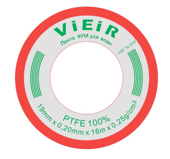 Фум лента большая (16м*19мм*0,20мм) упак. КРАС.  ViEiR  (600/10шт)