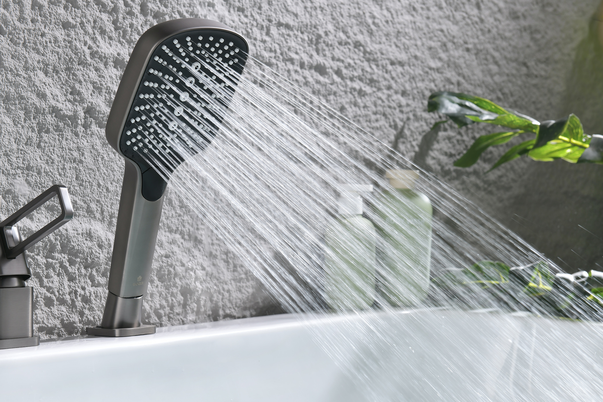 12133-Q Смеситель на борт ванны (3-отв,ГРАФИТ)  GANZER (10/1шт)