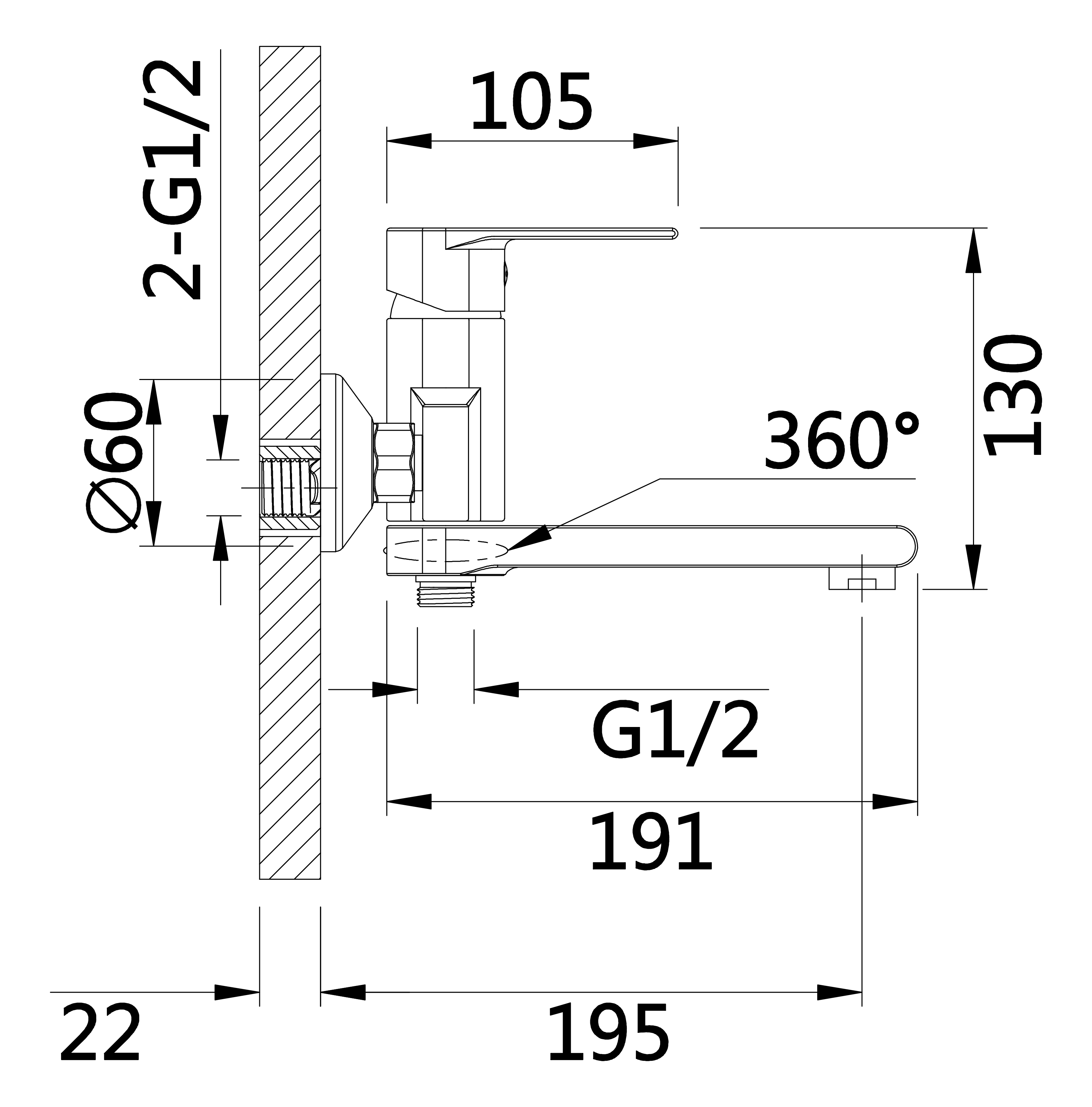 30019 Смеситель для ванны (ХРОМ) HANSEN  (10/1шт)
