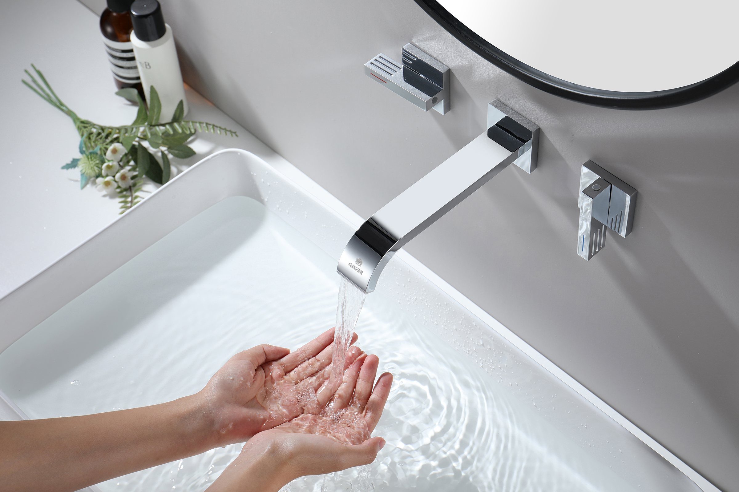 01144 Смеситель встраиваемый для раковины (ХРОМ) GANZER (8/1шт)