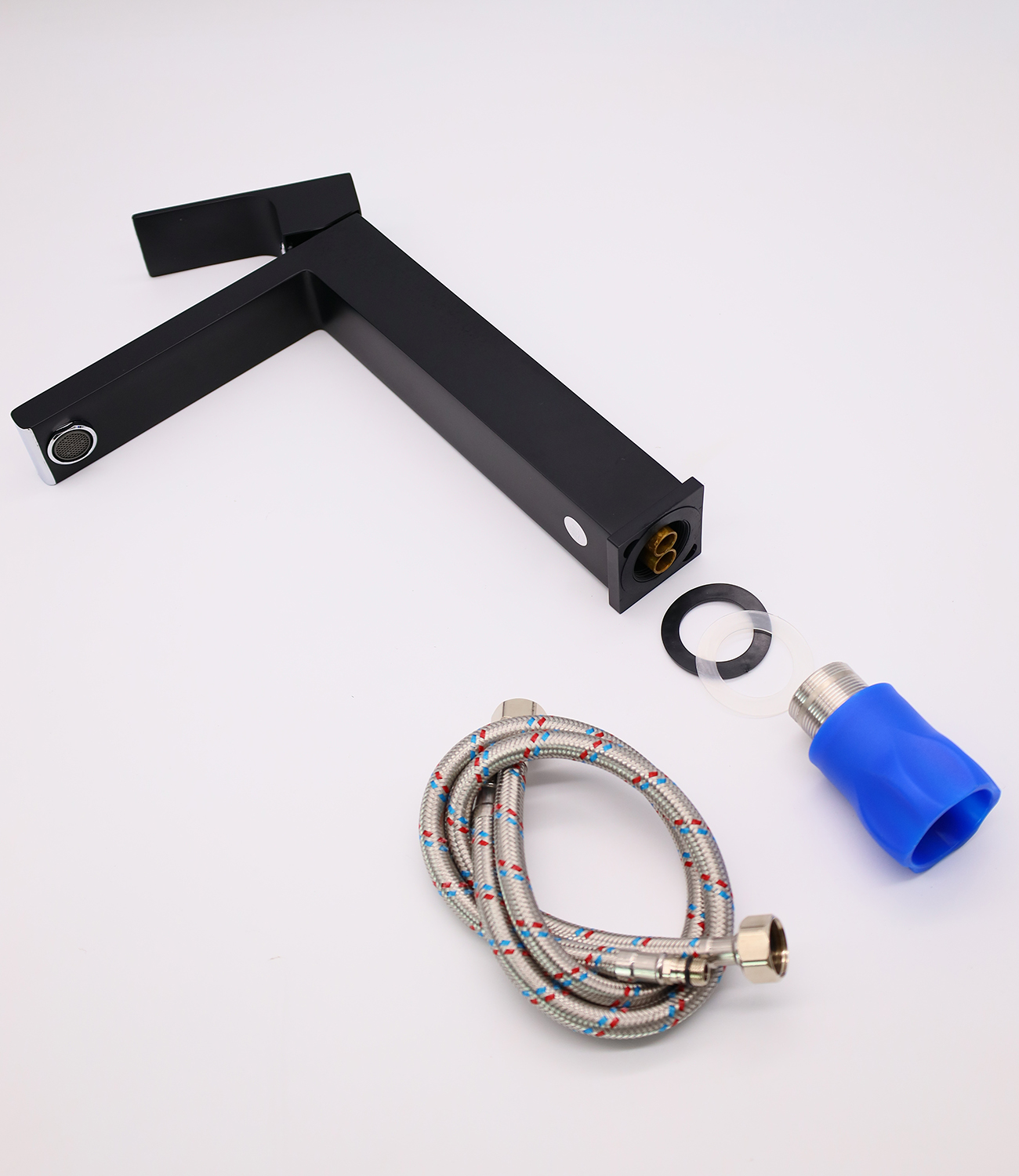 28012-C Смес. для умыв. (ВЫСОКИЙ хром+черный) "GANZER"  (10/1шт) Л/К