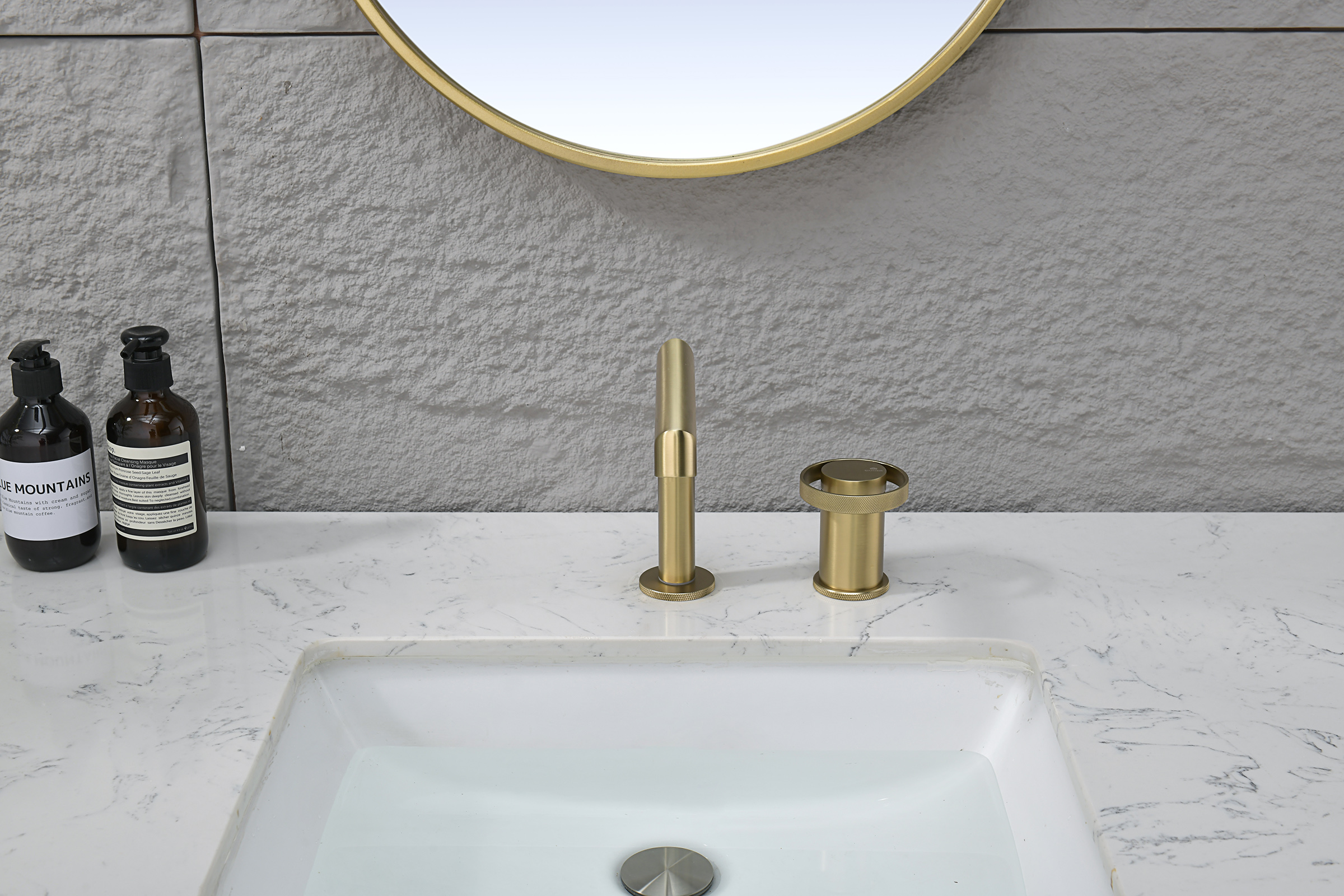 19114-S Смеситель на борт раковины (2-отв,Мат. Золото)  GANZER (10/1шт)