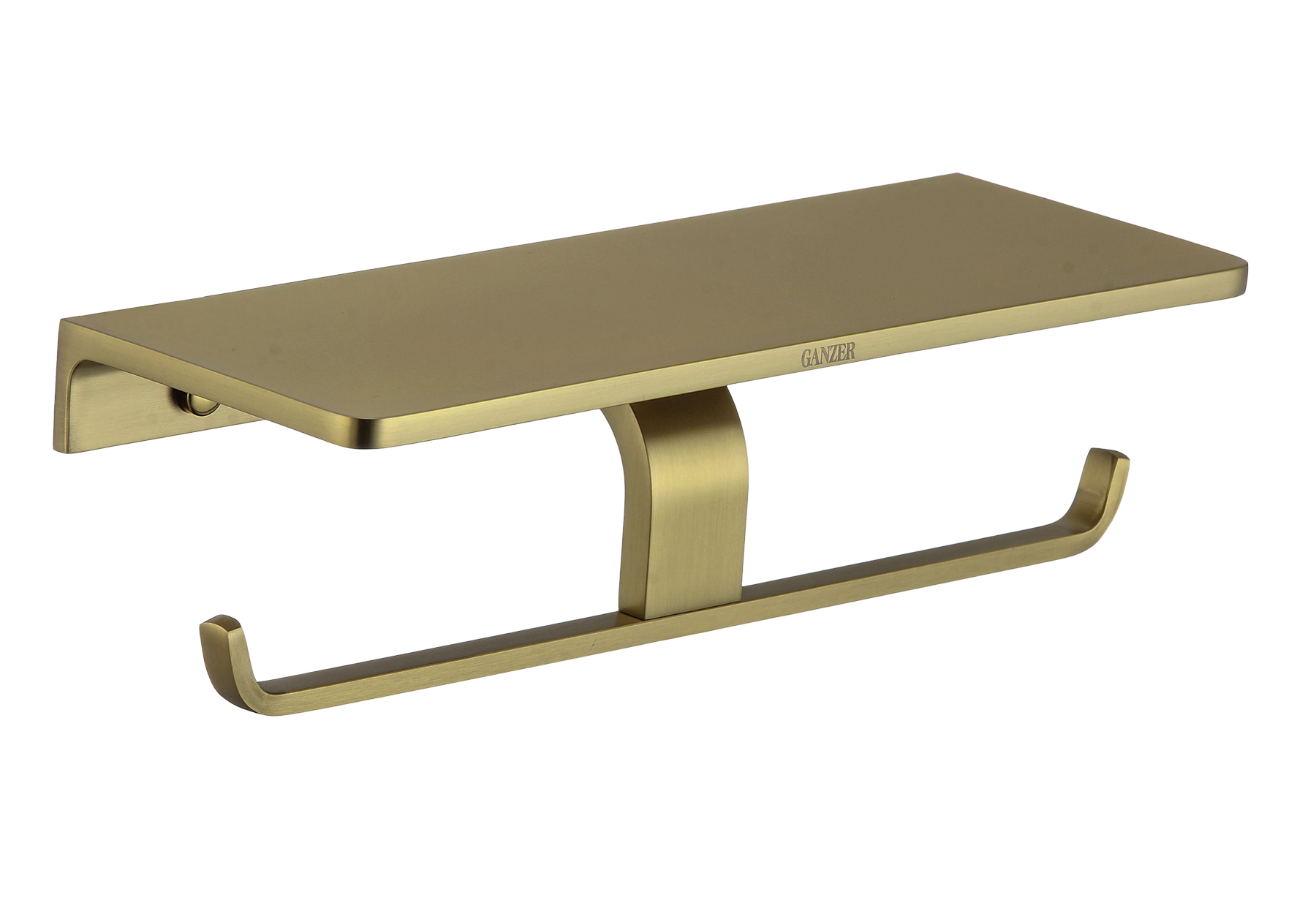 88035-S Двойной держатель для туалетной бумаги с полкой (Мат. Золото) GANZER  (10/1шт)