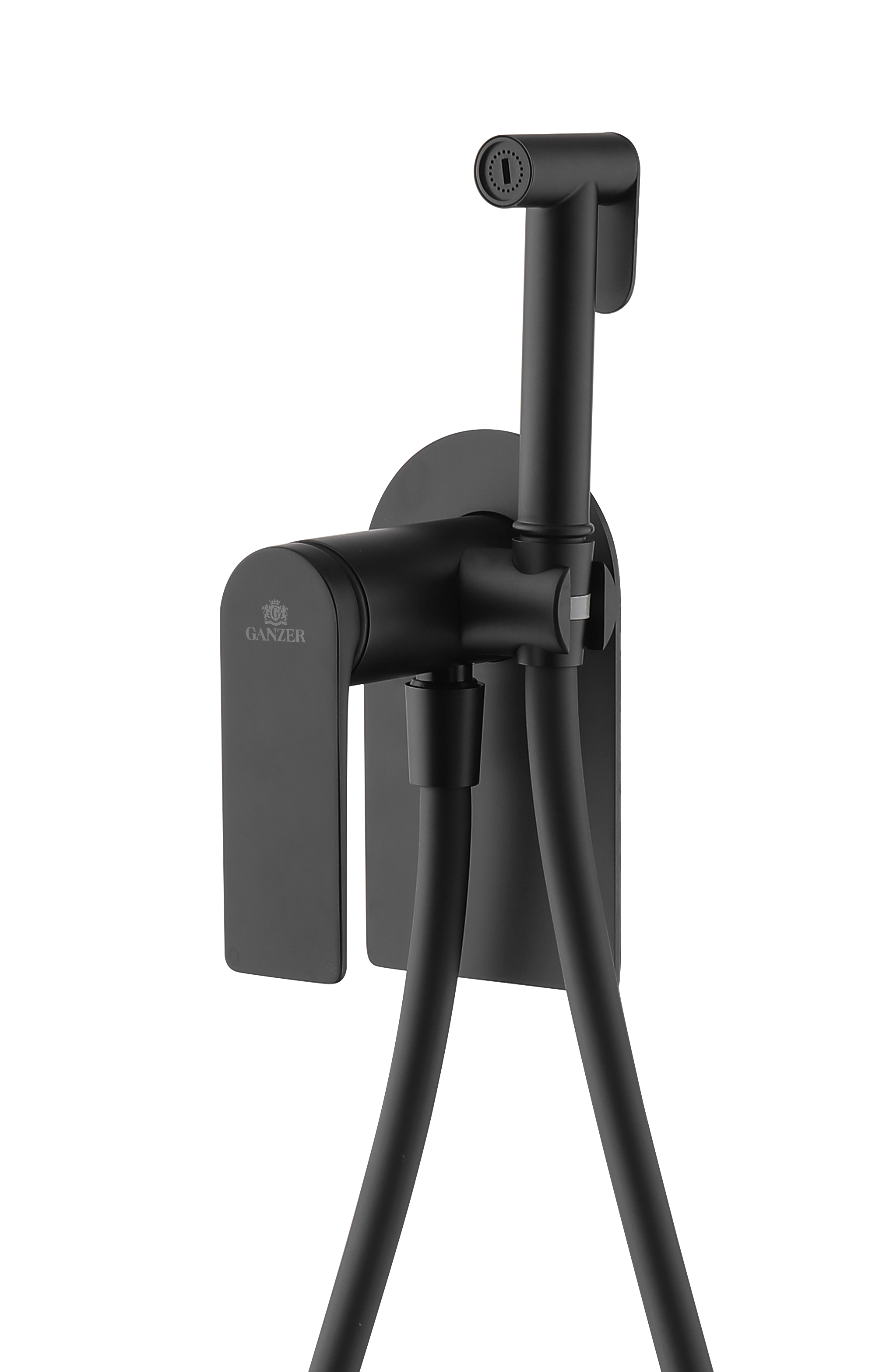 07157-C Смеситель встраиваемый с ГИГ. душом (ЧЕРНЫЙ) GANZER (10/1шт)