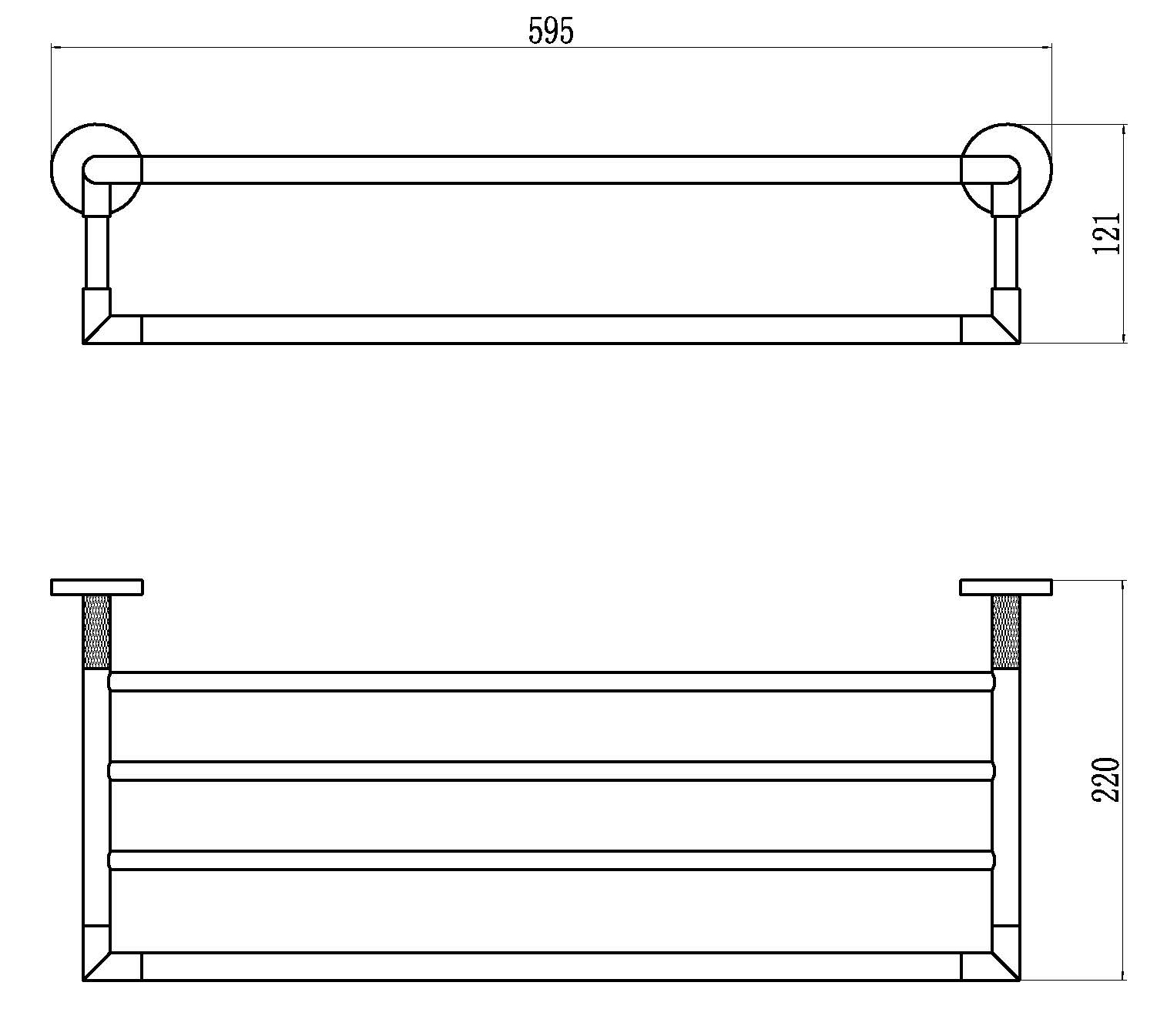 19577-C Полка для полотенец (ЧЕРНЫЙ)  GANZER (10/1шт)
