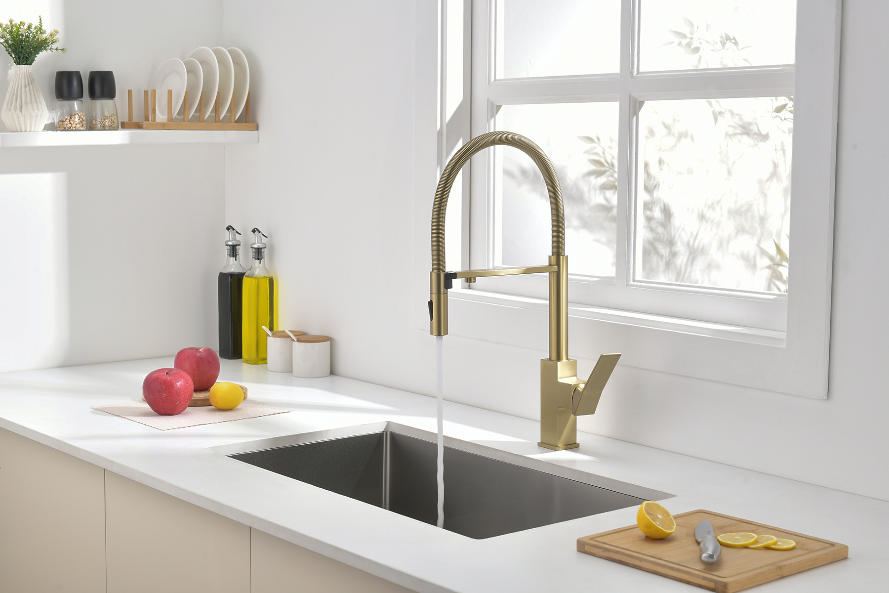 05126-S Смес. для кухни с гиб МАГ. изл. и под. фильт. (Мат. Золото) GANZER (10/1шт)