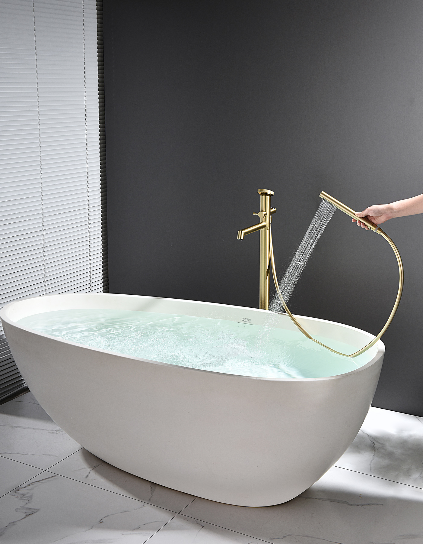 19181-S Смеситель напольный для ванны (Мат. Золото) GANZER  (5/1шт)