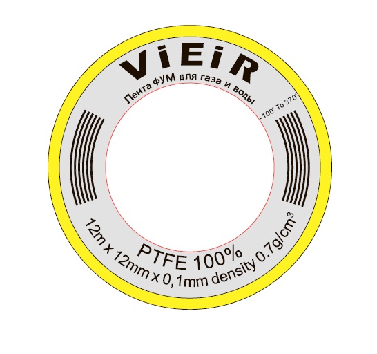 Фум лента Lux маленькая (12м*12мм*0,1мм) упак. ЖЕЛ. ViEiR (1000/10шт)