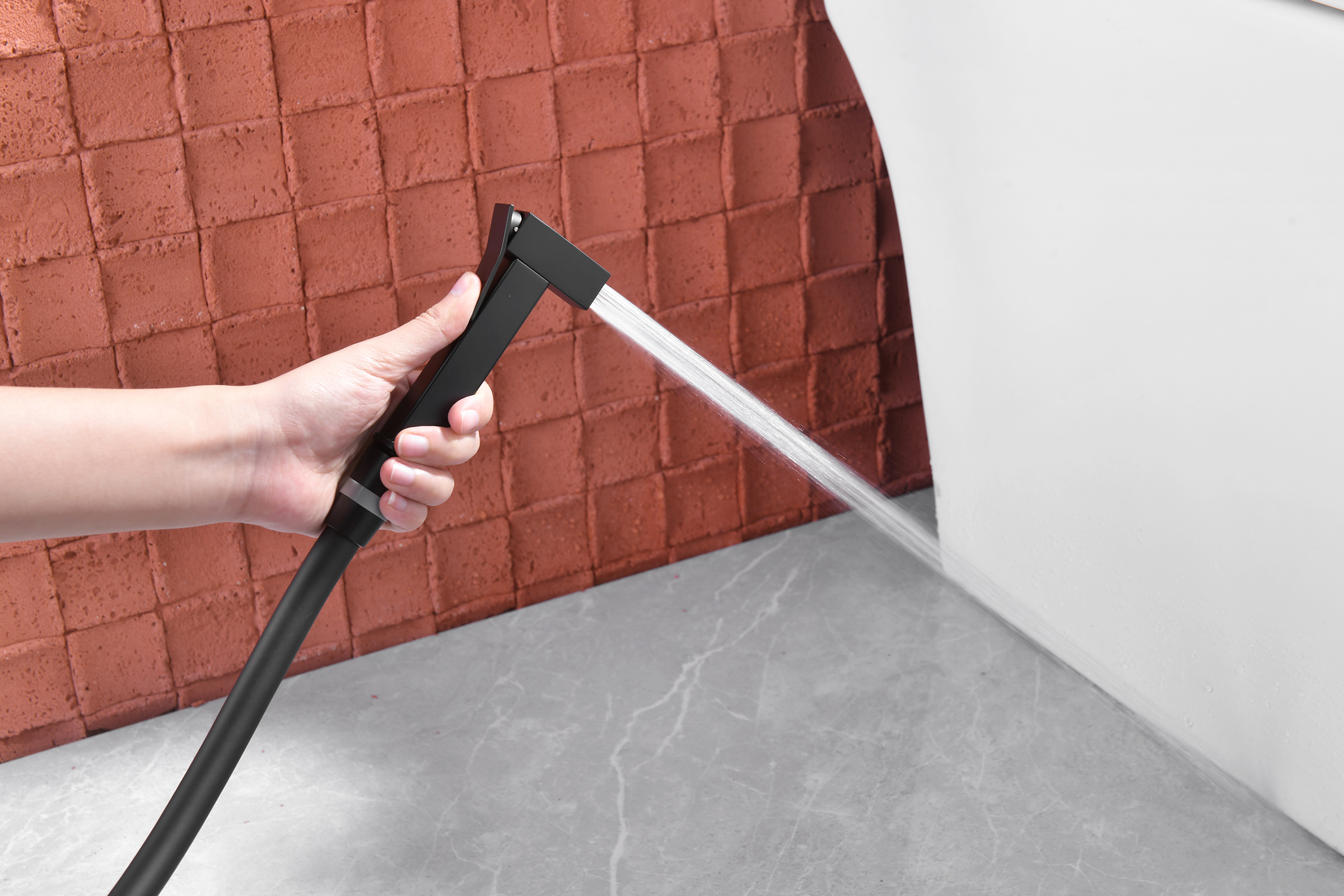 44157-C Смеситель встраиваемый с ГИГ. душем (ЧЕРНЫЙ) GANZER (10/1шт)