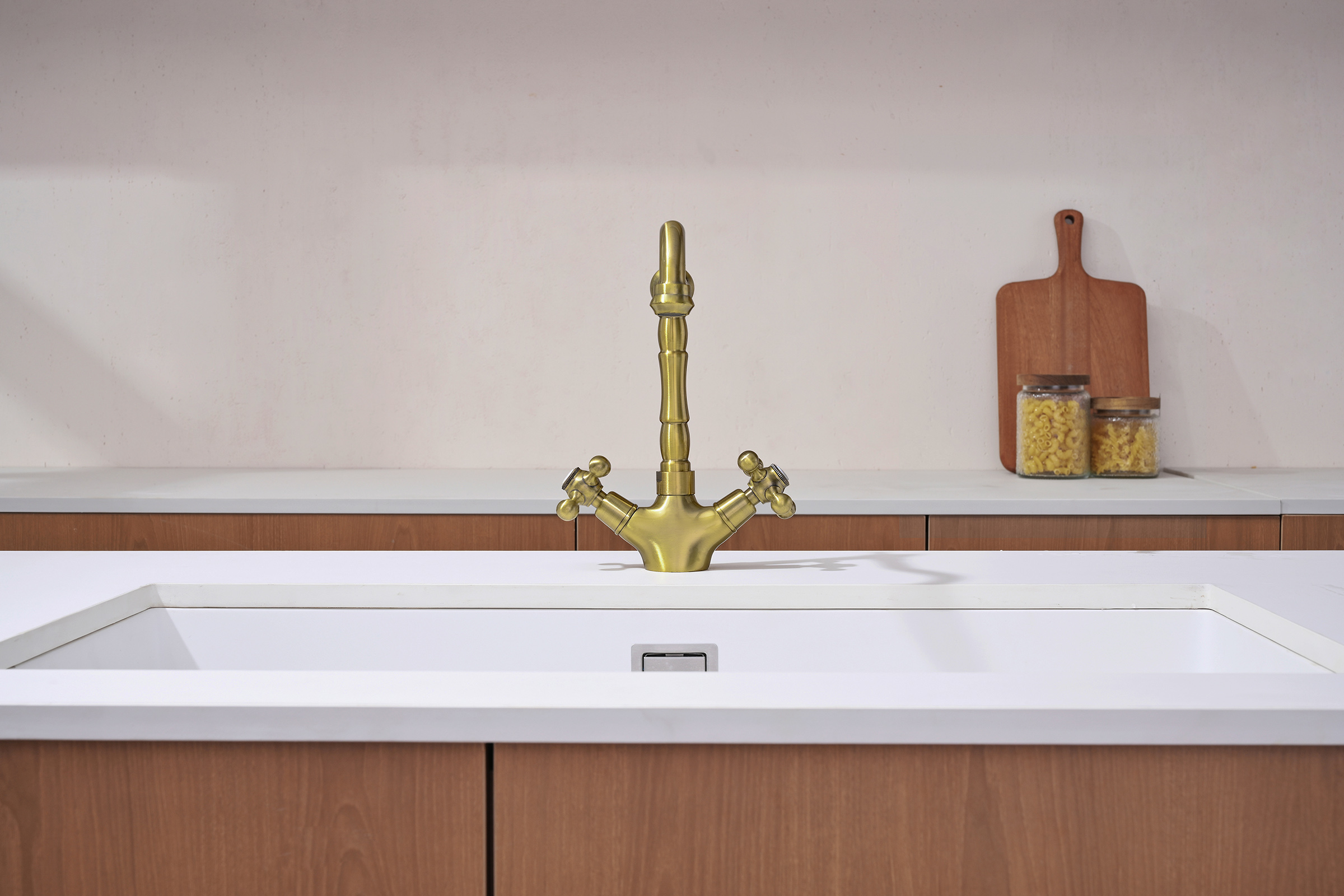 09122-D Смеситель 2-ух руч. для кухни (БРОНЗА) GANZER  (10/1шт)