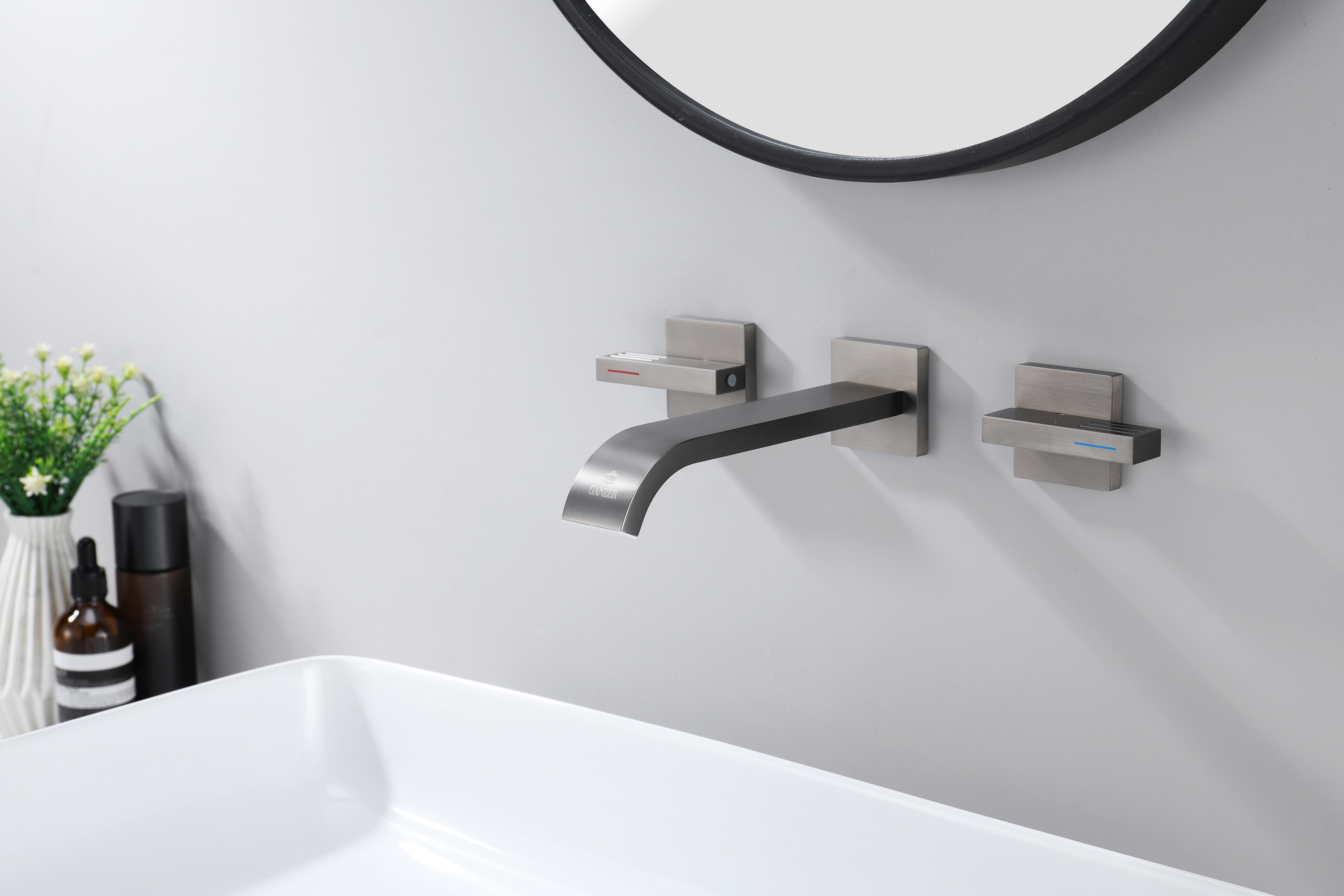 01144-Q Смеситель встраиваемый для раковины (ГРАФИТ) GANZER (8/1шт)