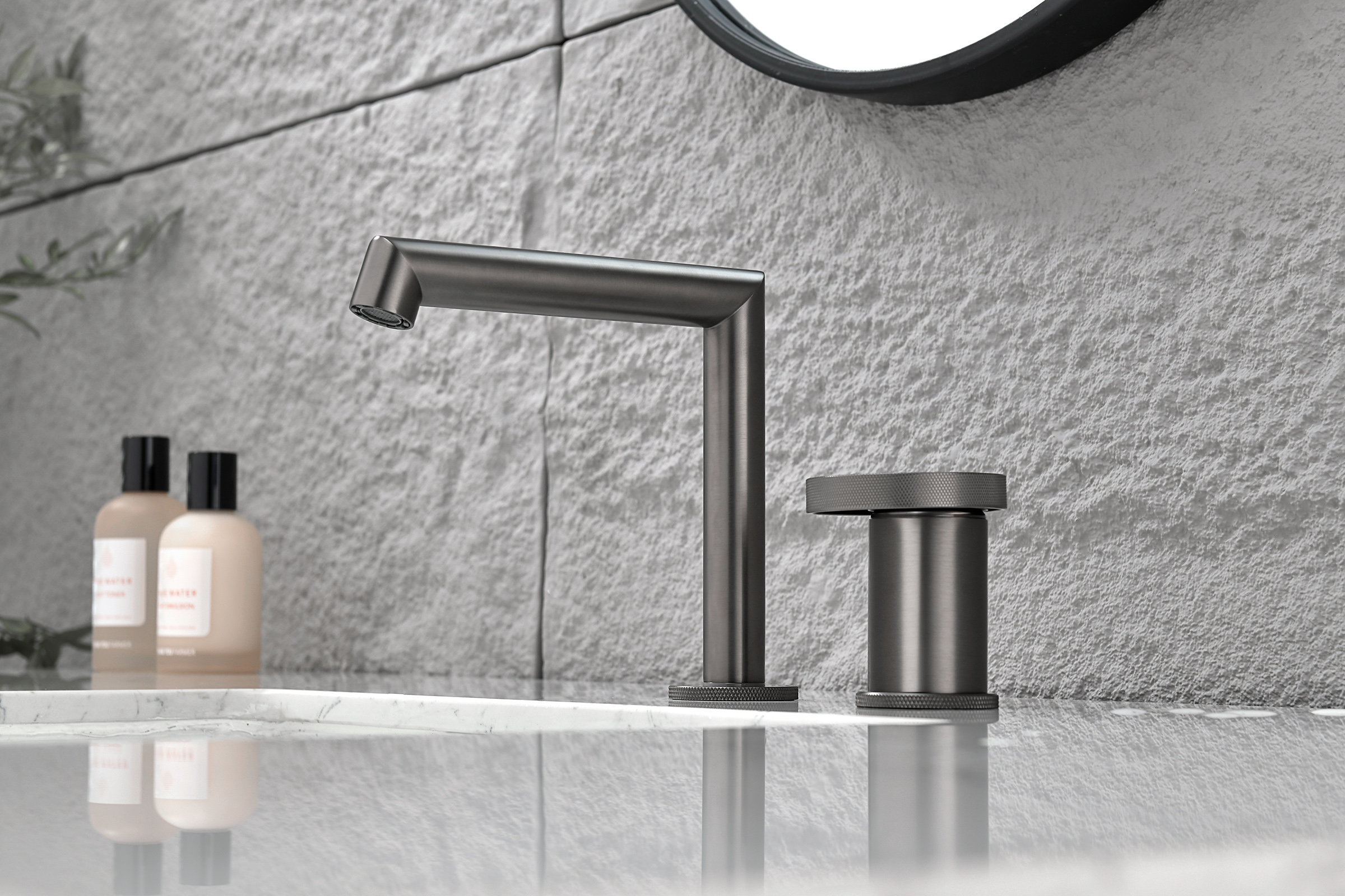 19114-Q Смеситель на борт раковины (2-отв,ГРАФИТ)  GANZER (10/1шт)