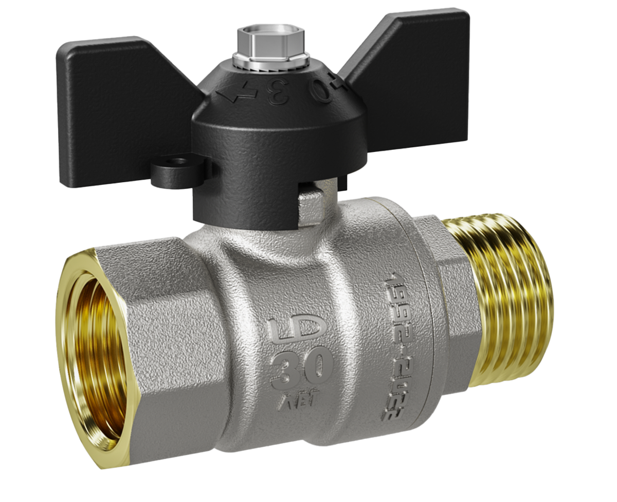 Шаровый кран латунный  1/2 Г.Ш. бабочка ЛД Pride  (30шт)