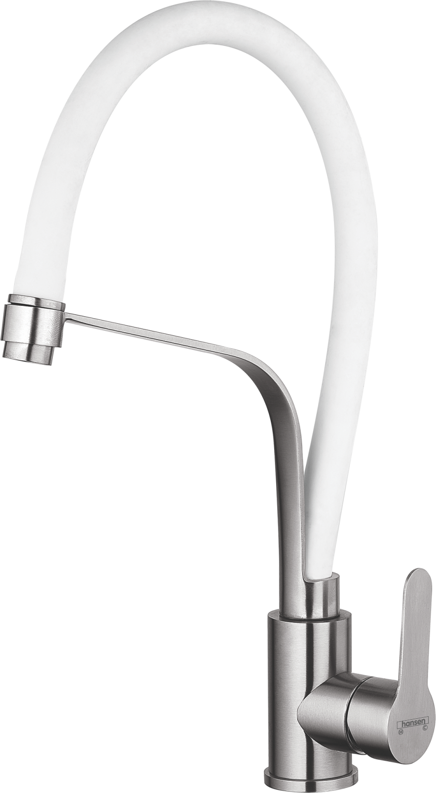 54043-GF Смес. из НЕРЖ. для кух. (САТИН с гиб. бел. изл.) HANSEN  (20/1шт)