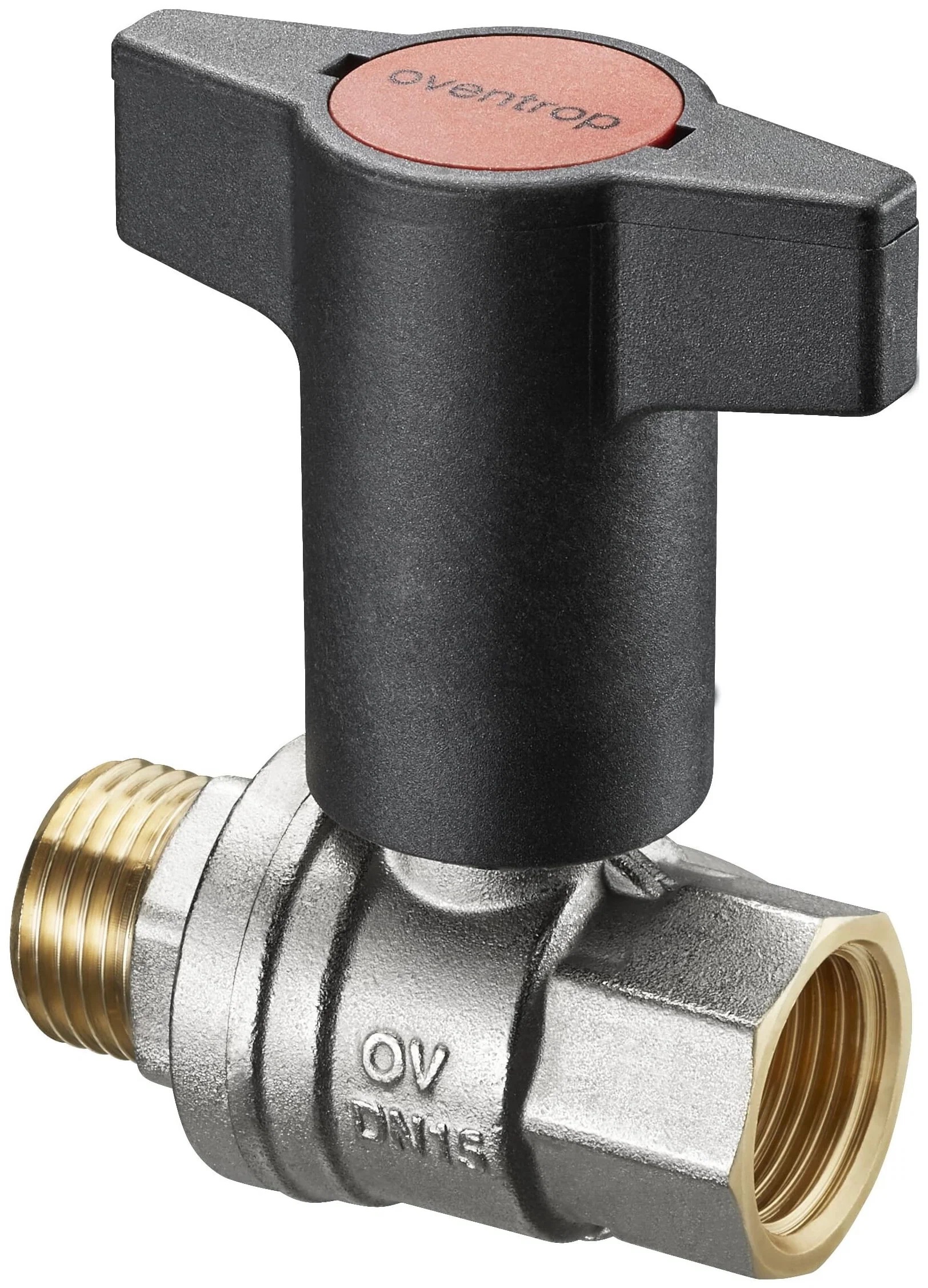 Кран шаровой 3/4 г.ш. (черная рукоятка) OVT (80/10шт)