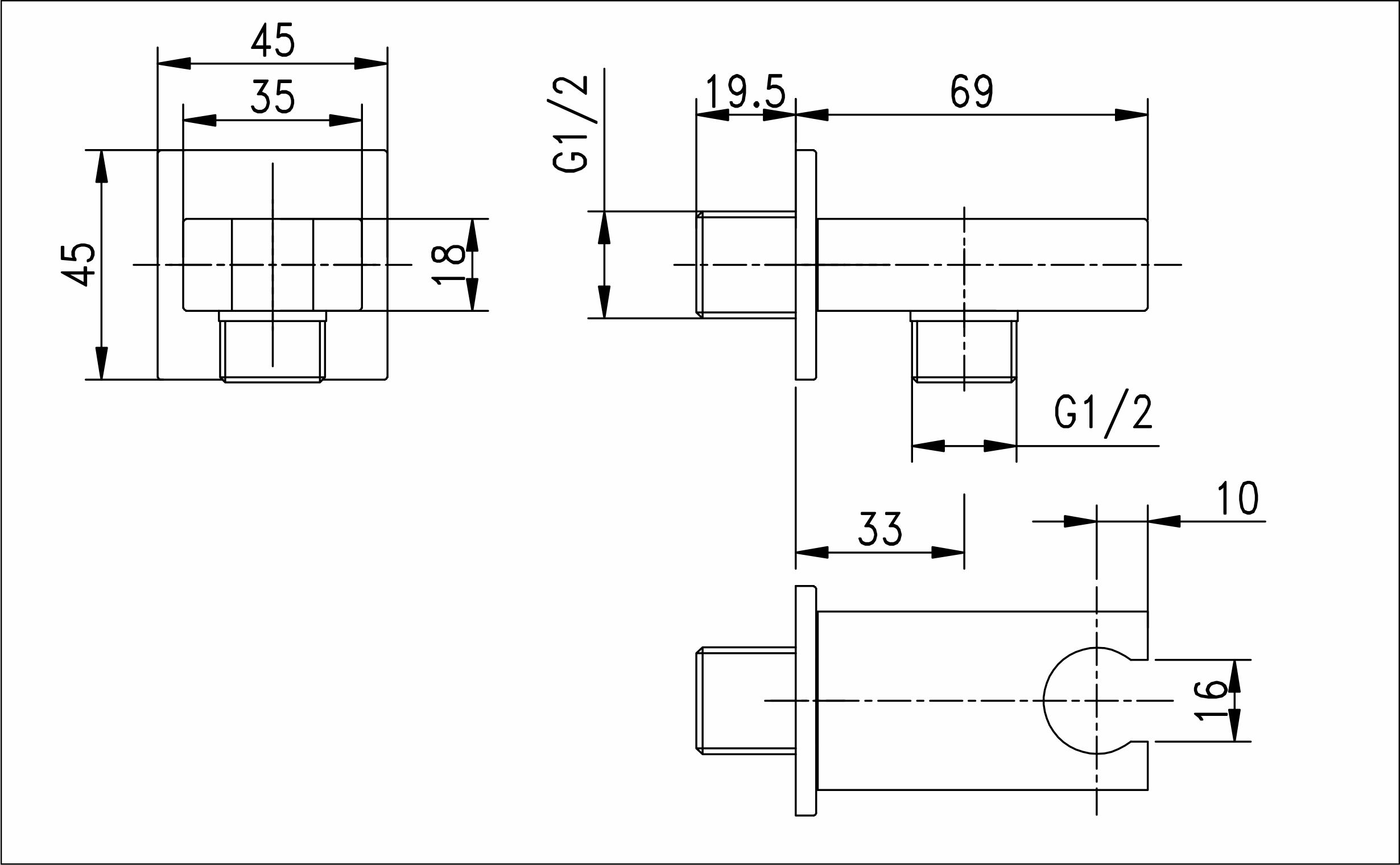 Выход/держ (плоский)  GANZER  (50/1шт)