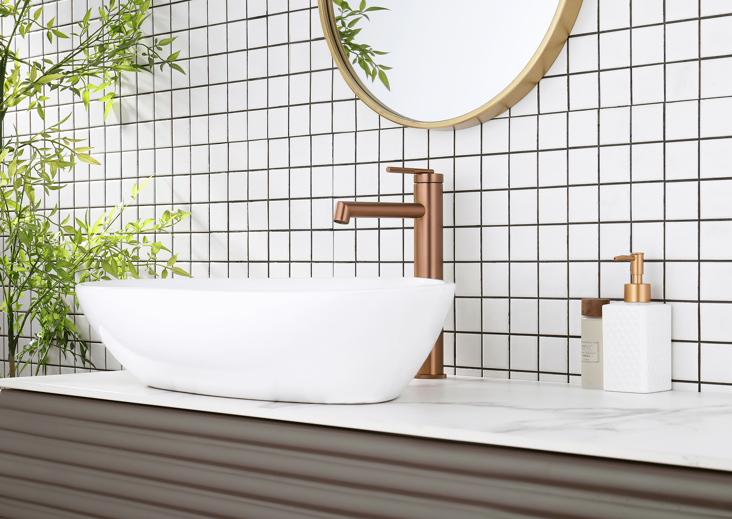 19112-R Смеситель од. для раковины-чаши (Роз. Золото) GANZER (10/1шт)