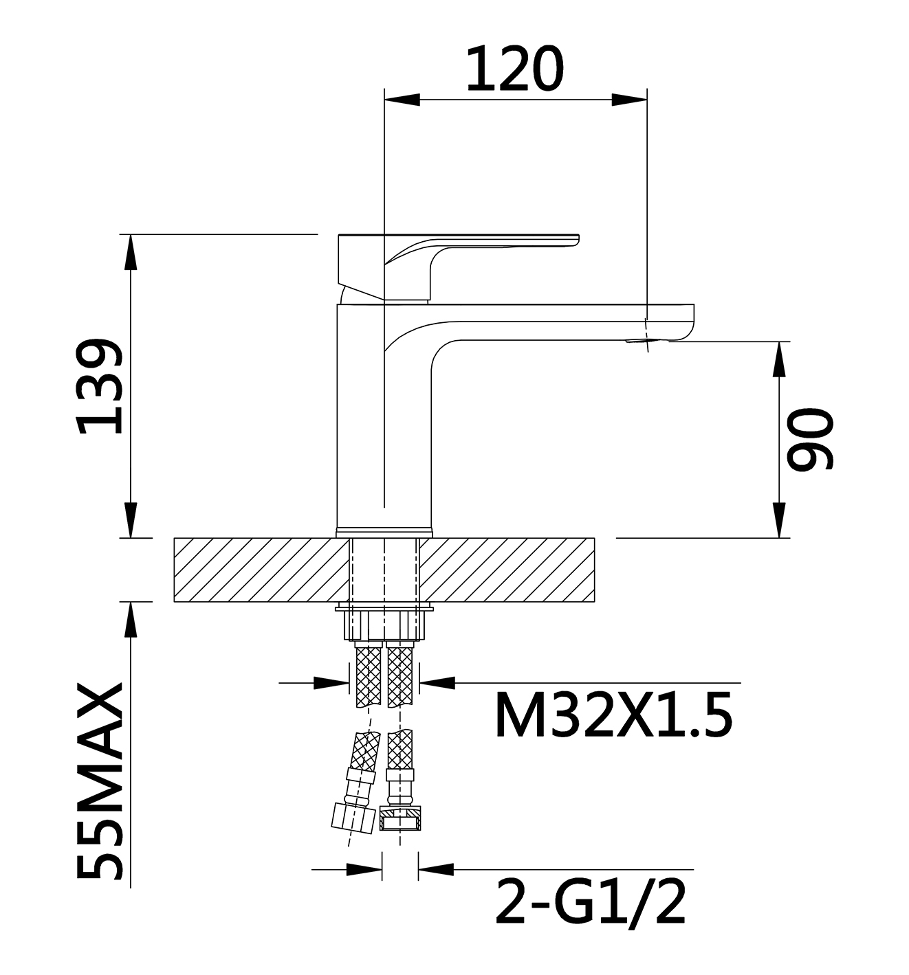 10016-C Смеситель для умывальника (ЧЕРНЫЙ) HANSEN  (10/1шт)