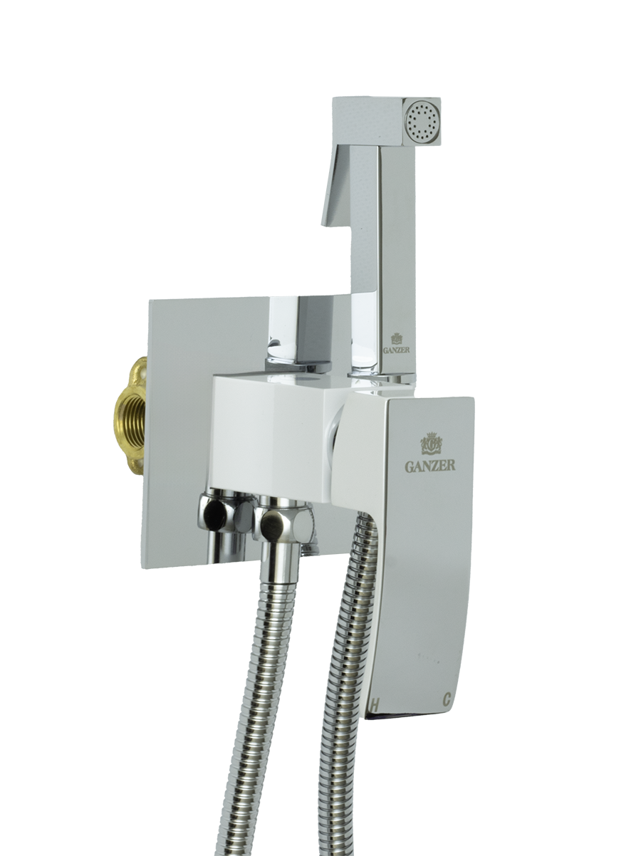 44057-F Комплект встраива. для биде (БЕЛ/ХРОМ) GANZER (10/1шт) Л/К