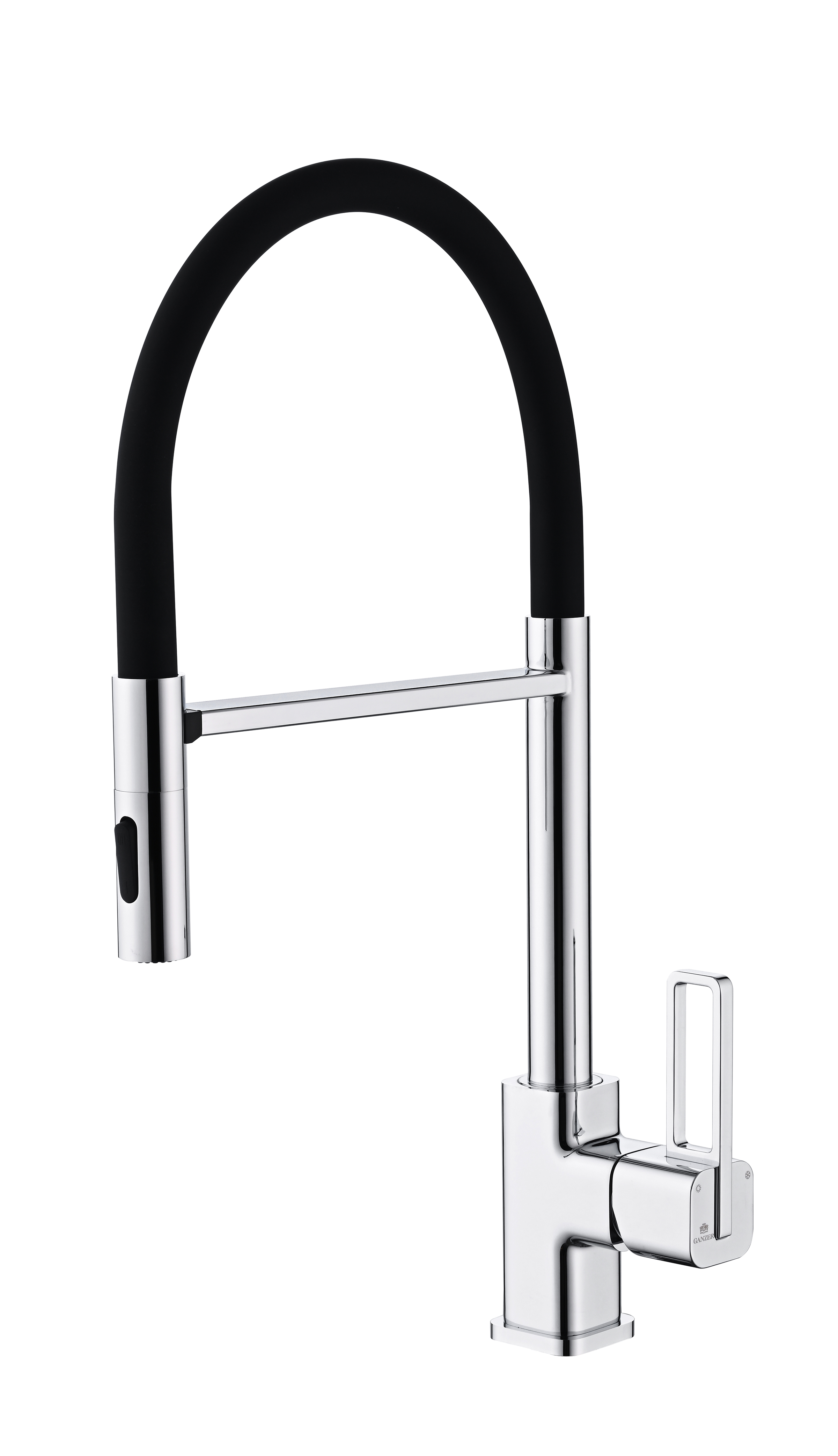 12127 Смеситель для кухни с гиб. МАГНИТ. изливом (ХРОМ+ЧЕР.) GANZER (10/1шт)