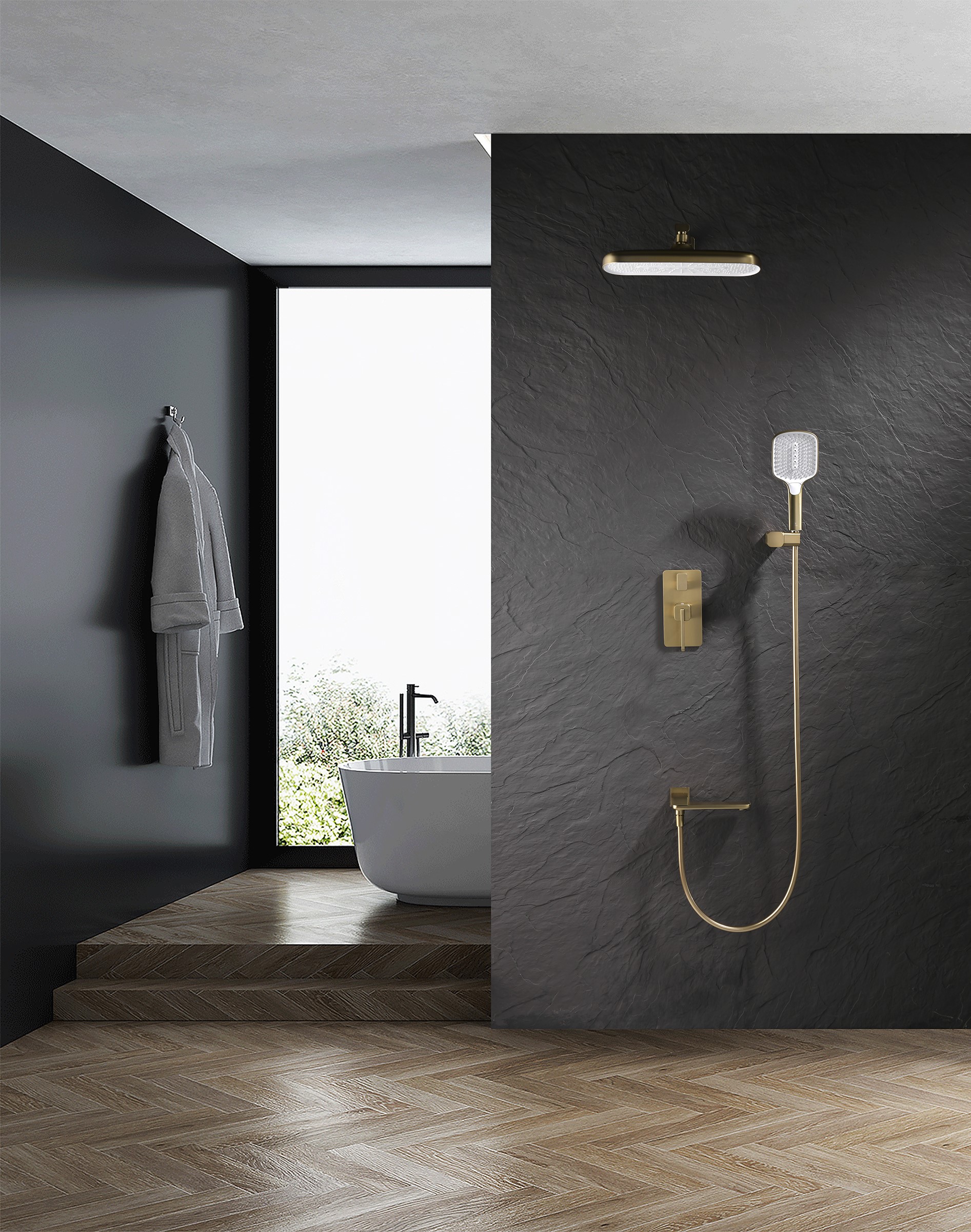 12165-S Смеситель встраиваемый для душа с 3-функ. (Мат. Золото) GANZER (6/1шт)