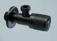 Кран угловой с отр. 1/2 х 1/2 нерж,черный (КРУГ.) ViEiR  (100/1шт).